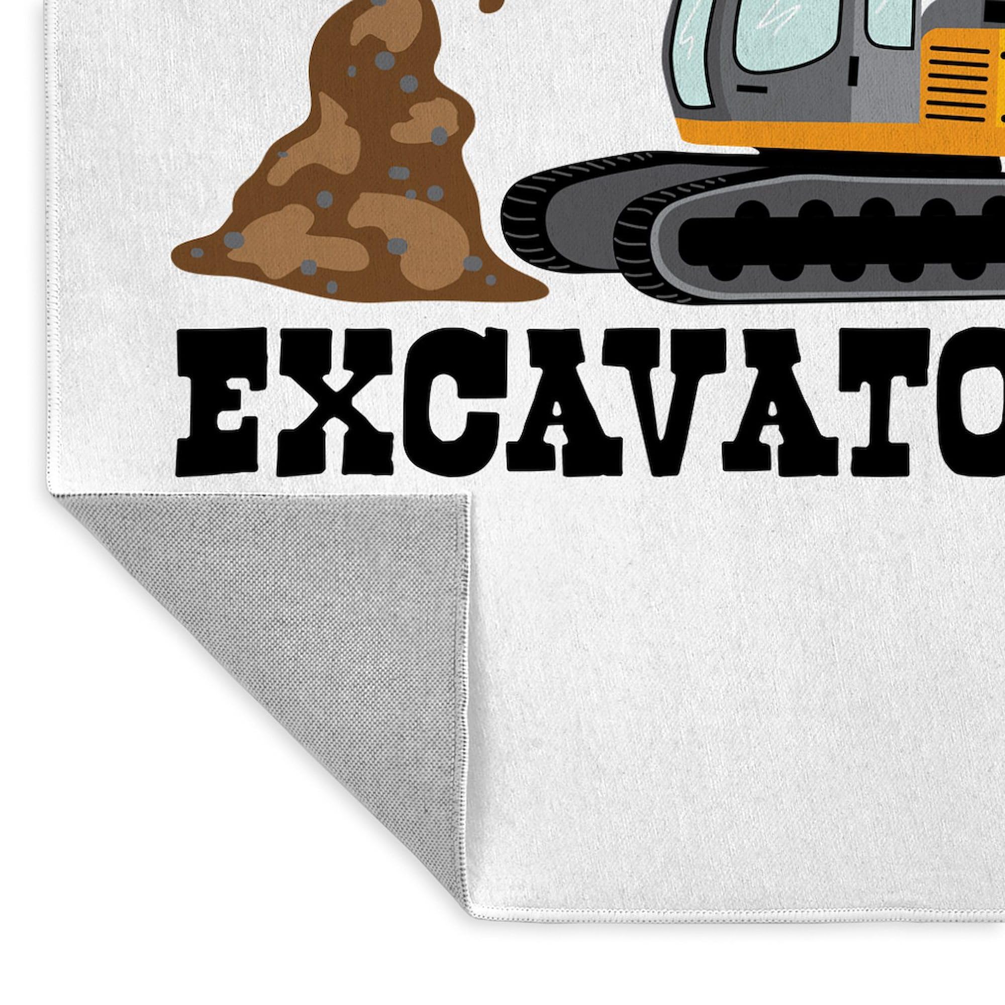 Excavator 3'X5' Decorative Area Rug - Non-Slip Fabric Throw Rug for Living Room, Bedroom & Office - Heavy Duty Machine Washable Floor Mat