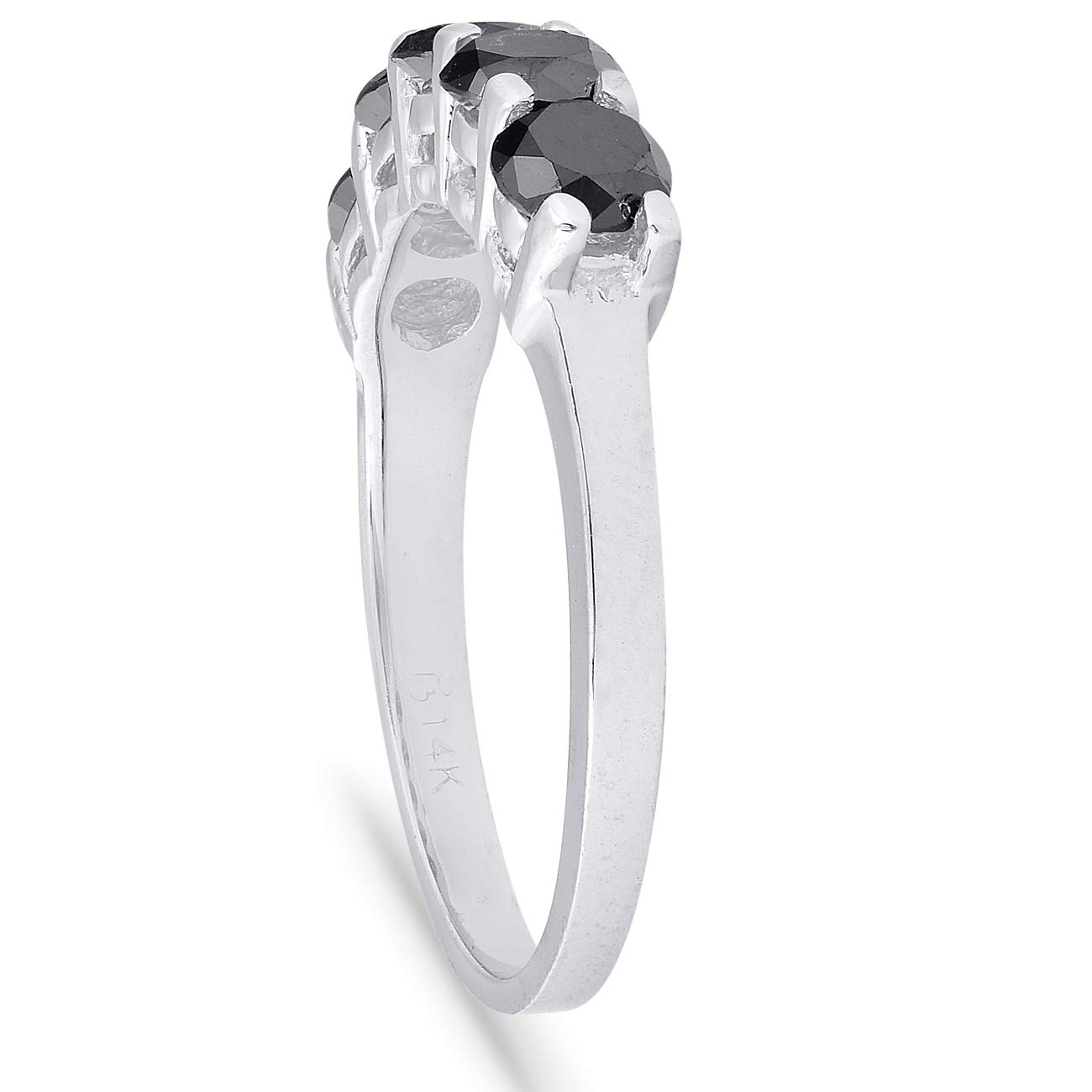 1 Carat (1ct) Five Stone Black Diamond Wedding Ring - 14K White Gold Engagement Band for Women, Perfect for Bridal, Anniversary & Special Occasions