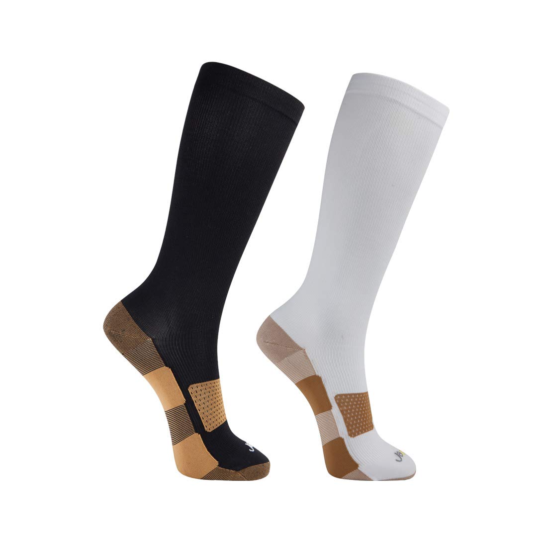JAVIE Copper Compression Socks for Men & Women - 15-20mmHg Medical Grade Support, Moisture Wicking & Odor Control - Ideal for Running, Hiking, Flight Travel, Diabetes & Varicose Vein Relief - Stay Comfortable All Day