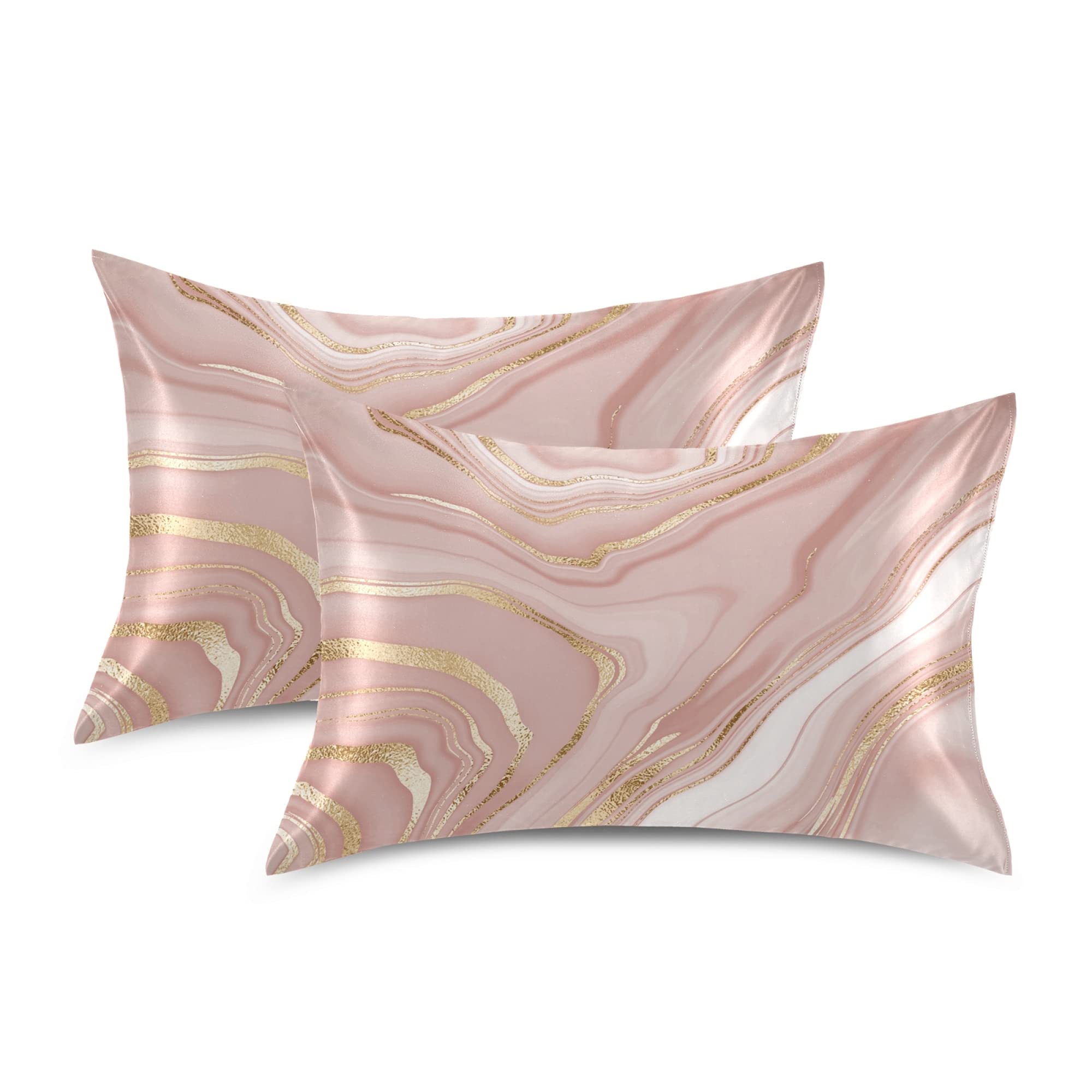 Rose Gold Satin Pillowcase for Hair & Skin Care - 20x26 Inch Silk Pillow Case with Envelope Closure, Hypoallergenic & Anti-Frizz (1PC) - Perfect for Beauty Sleep, Travel & Home Decor