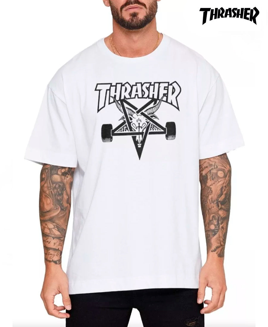 Thrasher Skategoat White T-Shirt - Men's Graphic Tee for Skateboarding & Streetwear Fashion - Perfect for Casual Wear, Concerts, and Urban Style
