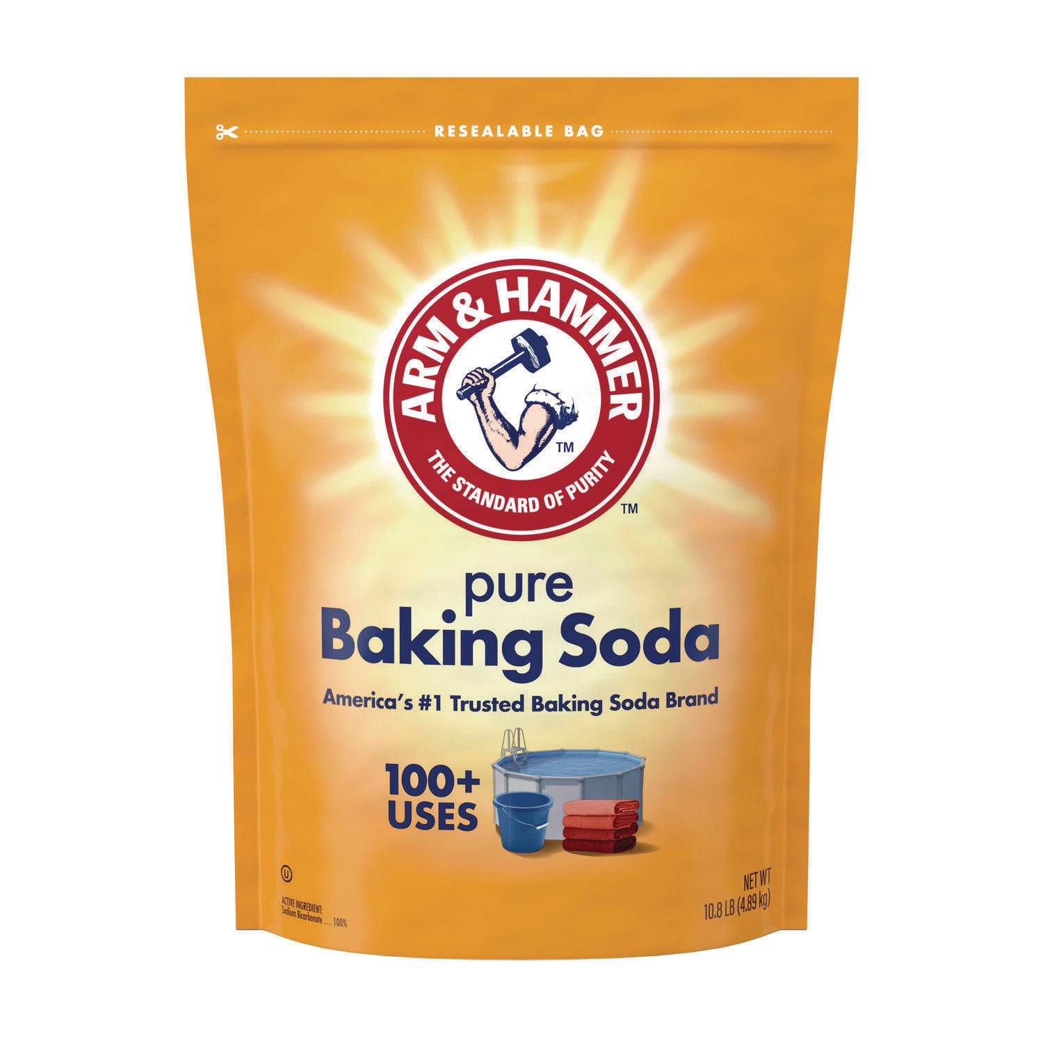 Arm & Hammer™ Baking Soda, 10.8 lb Resealable Bag - Natural Deodorizer & Cleaning Agent for Kitchen, Bathroom & Laundry | Multi-Purpose Baking Ingredient for Cooking & Baking
