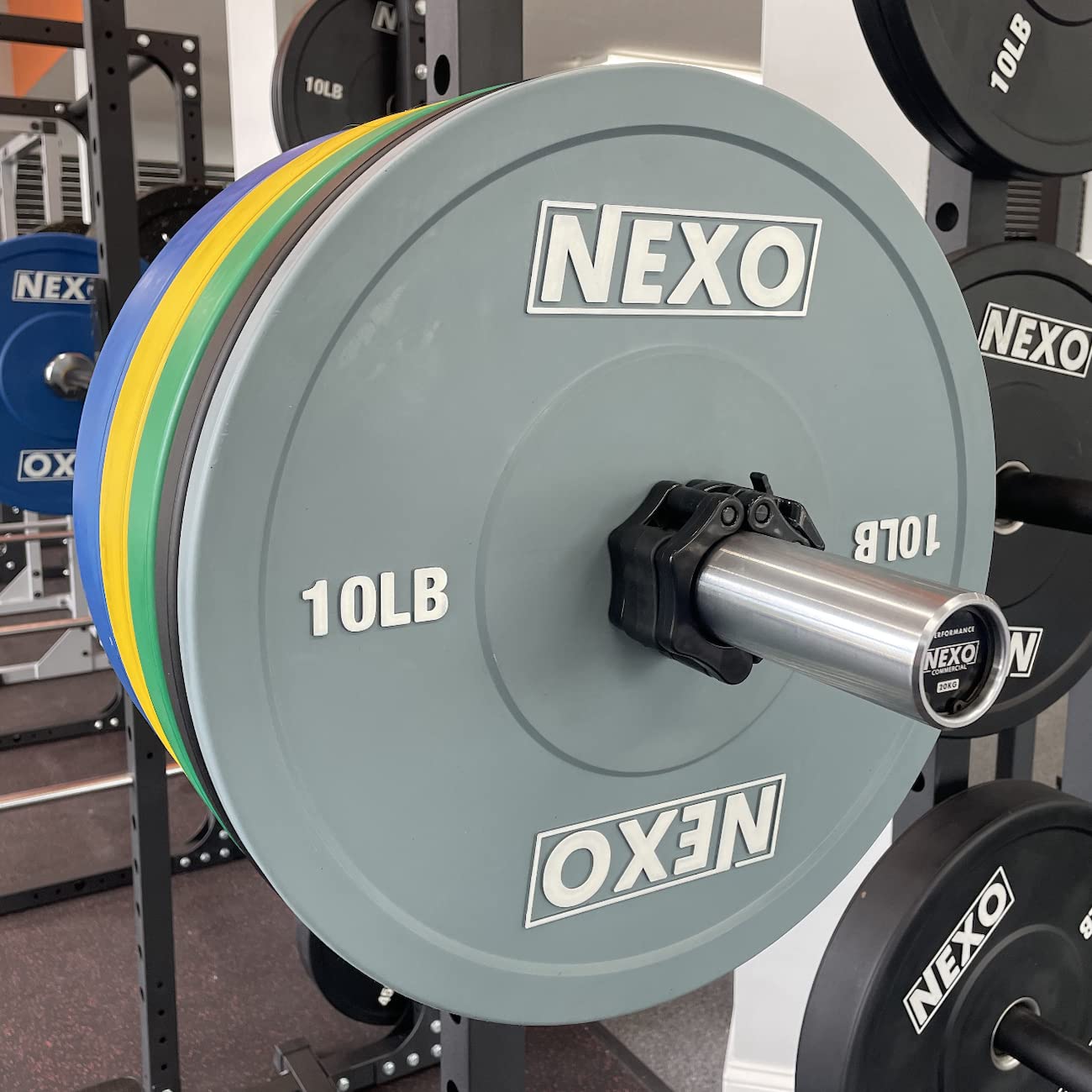 NEXO 35LB Rubber Bumper Plates Pair - Premium Matte Yellow Cross Training Weight Plates for Home Gym & CrossFit Workouts