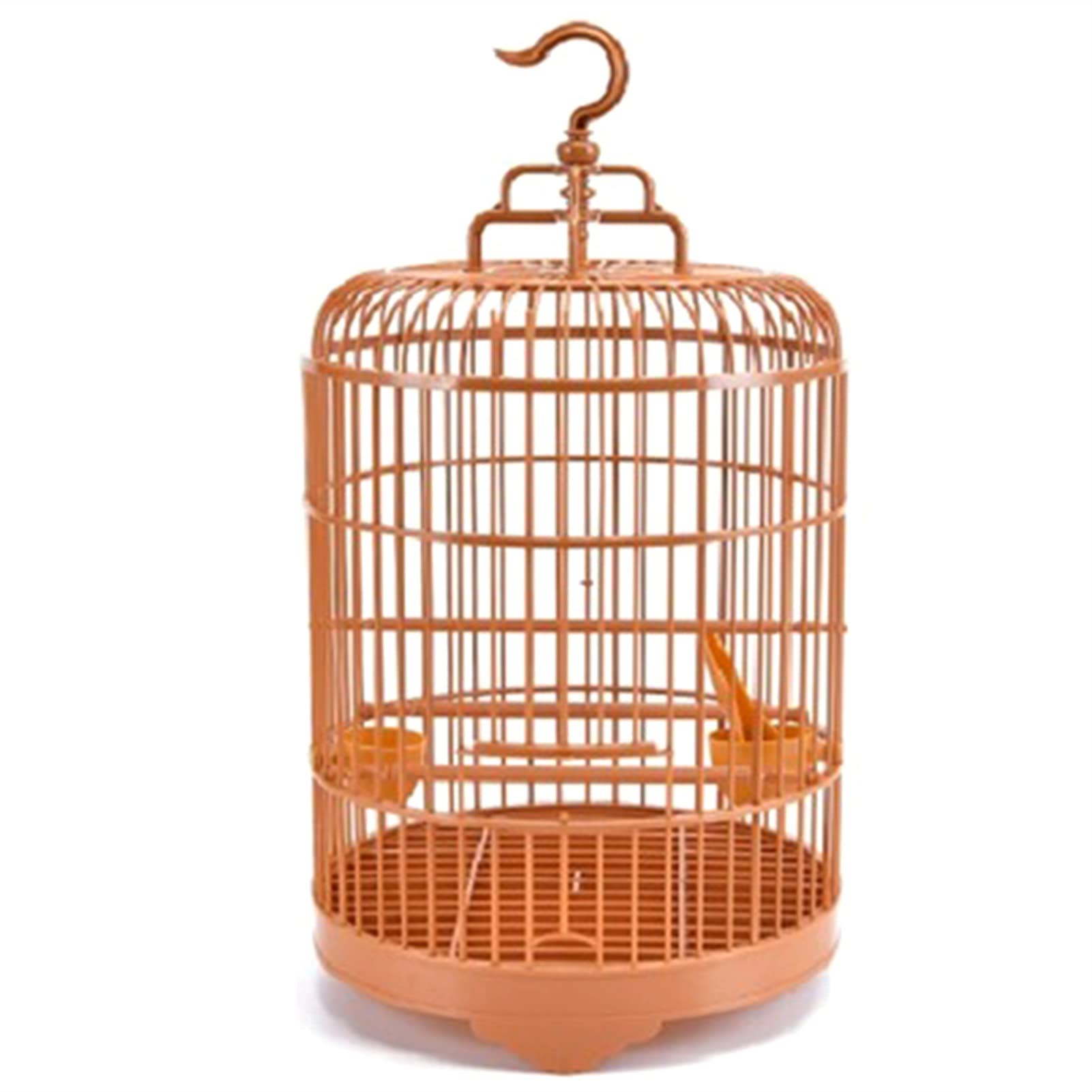 Round Plastic Bird Cage with Feeder - Detachable Small Bird House & Carrier for Parakeets, Canaries - All-Round Ventilation Design - Perfect for Home, Office, or Travel Use