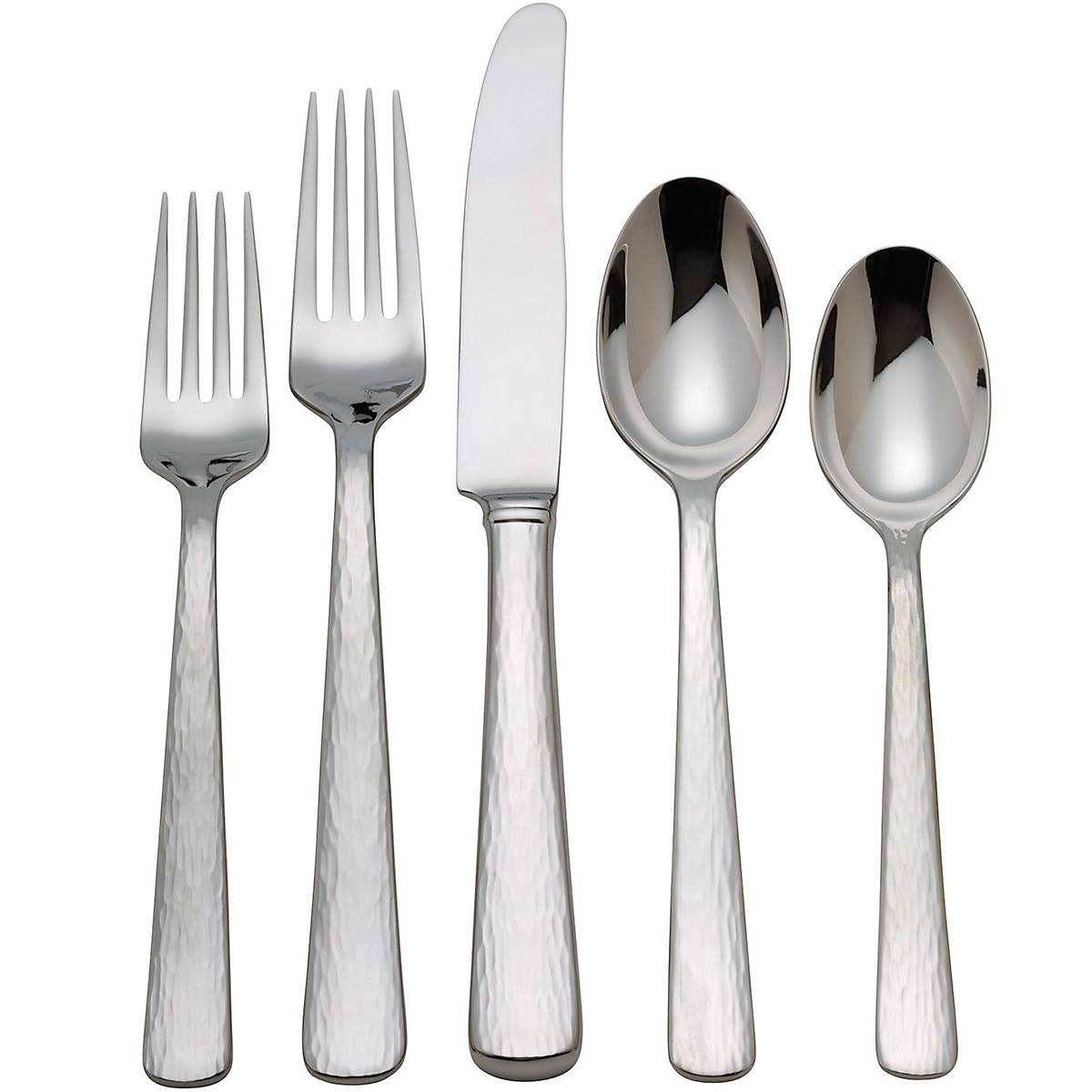 Silver Echo 5-Piece Place Setting - Elegant Stainless Steel Flatware Set for Dinnerware, Perfect for Formal Dining, Wedding Gifts & Home Entertaining