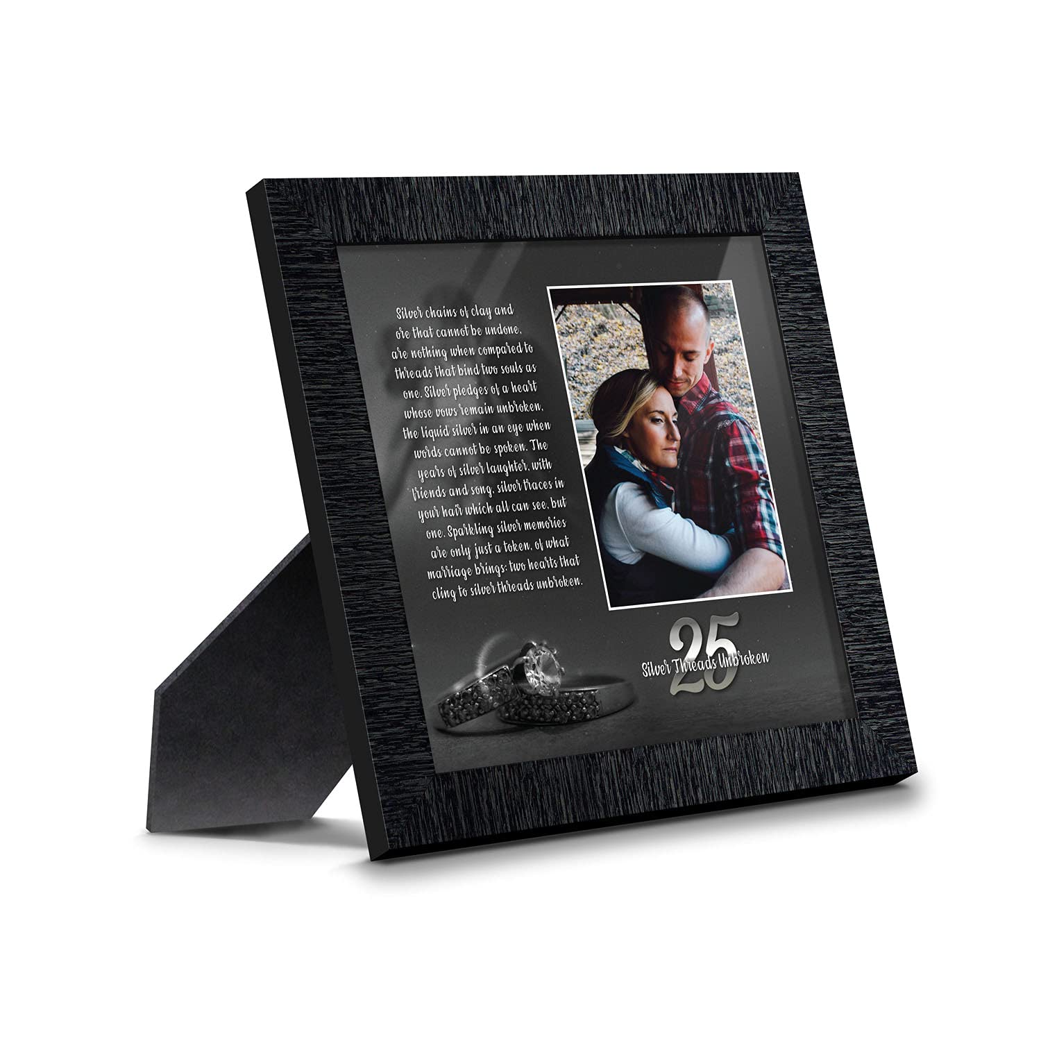 Crossroads Home Décor 25th Anniversary Picture Frame - Elegant Silver Wedding Anniversary Gift for Couples - Perfect for 25th Wedding Anniversary Decorations, Home Display & Special Occasion Gifts - 6303CH