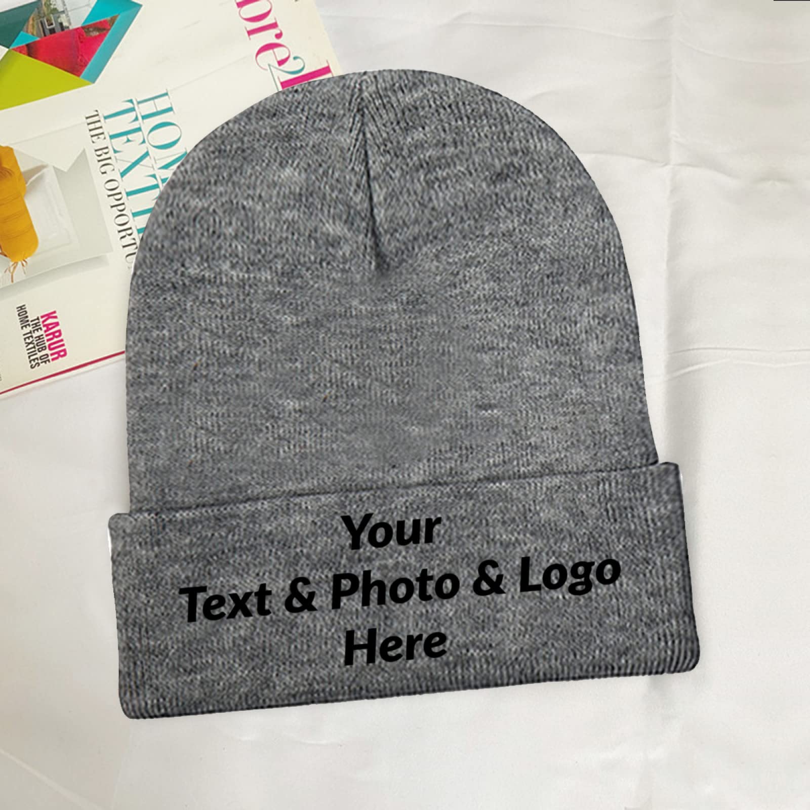 Custom Beanie Hats with Personalized Text, Photo & Logo - Design Your Own Winter Hat for Men & Women (Dark Gray) - Perfect for Gifts, Sports Teams & Brand Promotion
