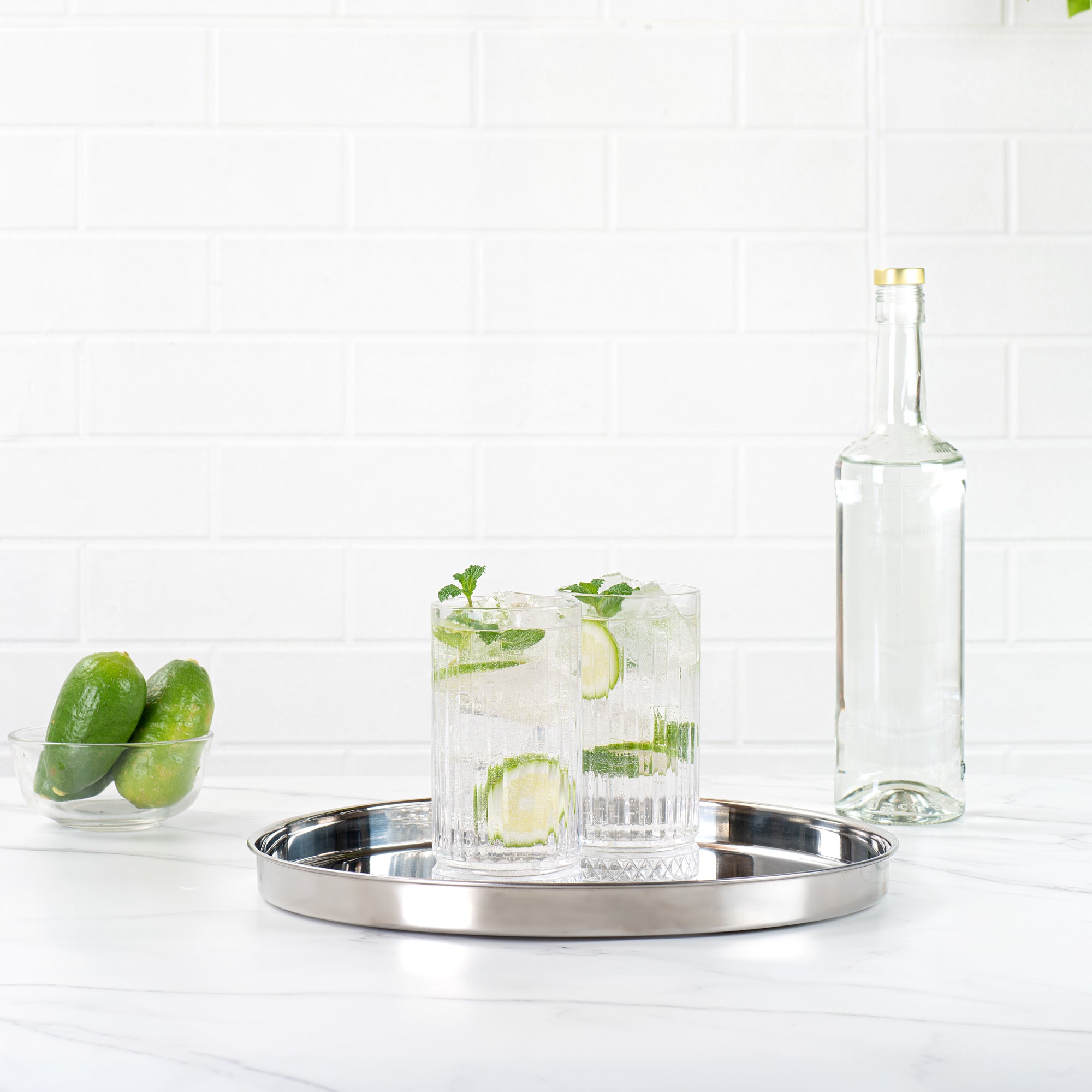 Premium Bar Lux Stainless Steel Serving Tray with Mirror Finish - 12.5