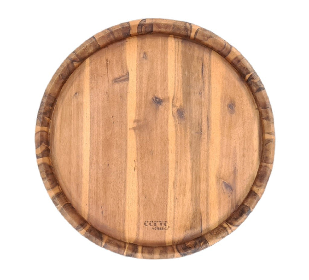 Classic Cerve Wine Barrel Top Serving Tray - 60x6cm Rustic Wooden Charcuterie Board for Cheese, Charcuterie & Entertaining - Perfect for Parties, Weddings & Home Decor