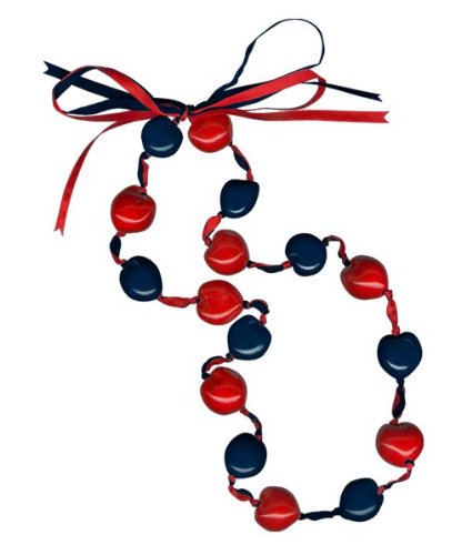 Lucky Kukui Nut Necklace - Navy Blue & Red Beaded Hawaiian Style Jewelry for Women, Men - Perfect for Beach Vacations, Luau Parties & Spiritual Protection