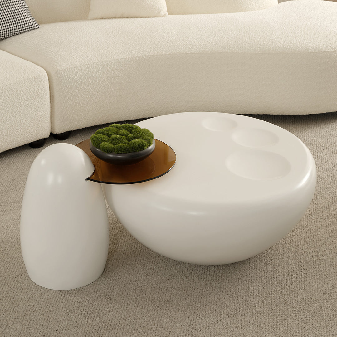 33 Inch Modern Abstract Cat Claw Coffee Table with Penguin Side Table Set - Stylish Living Room Furniture for Small Spaces, Perfect for Apartments and Cozy Homes