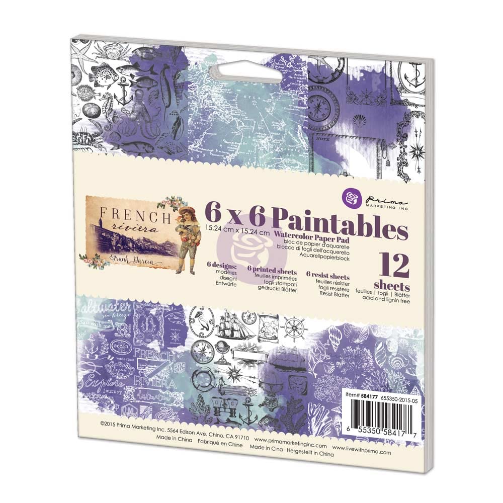 Prima Marketing 584177 French Riviera Paintable Watercolor Paper Pad - 6