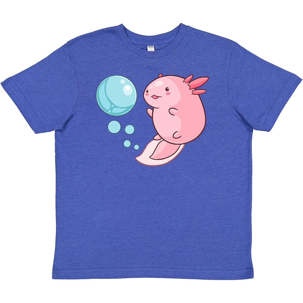 Cute Axolotl and Bubbles Heart Print Youth T-Shirt - Soft Cotton Kids Tee for School, Playdates & Casual Wear | Inktastic