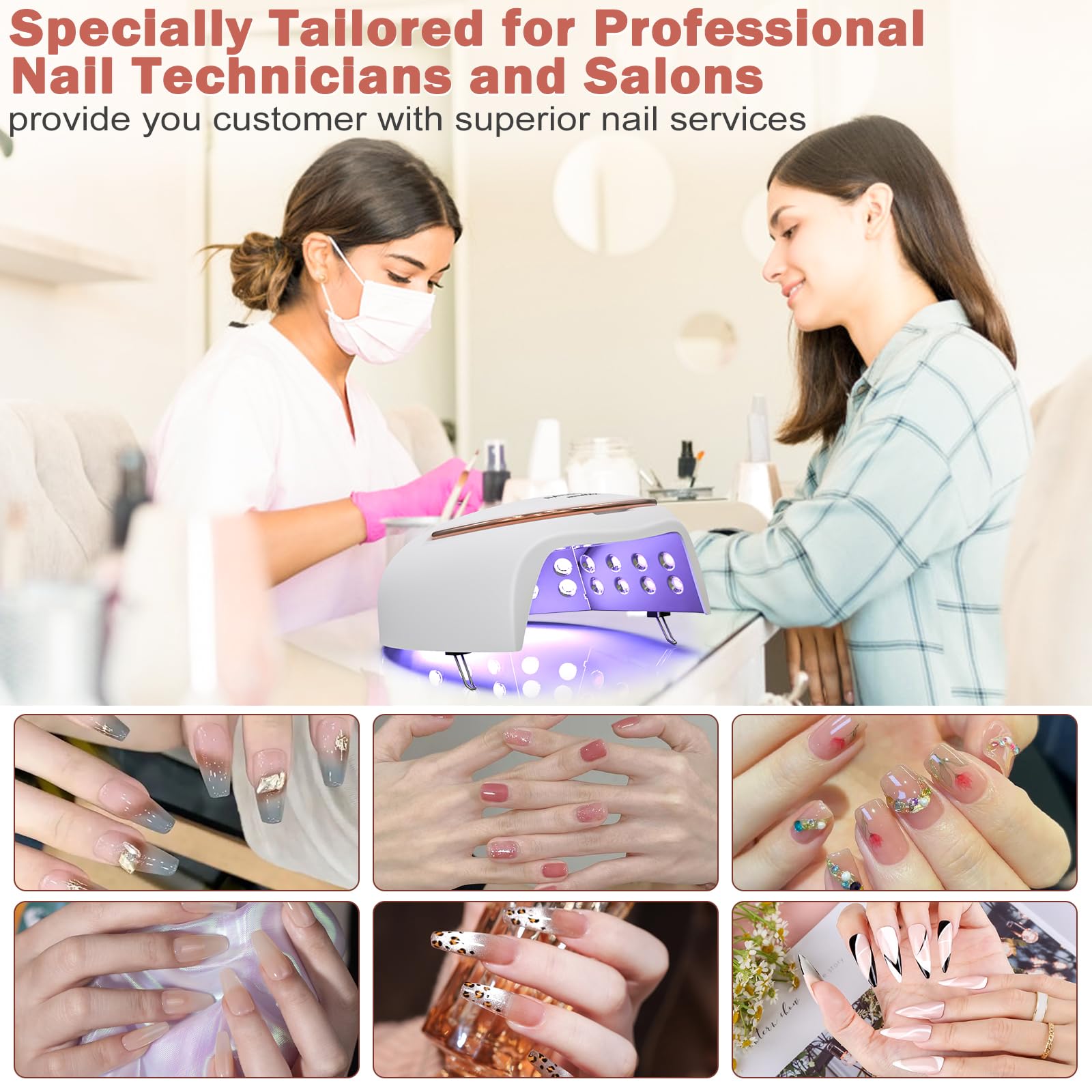 NAILGIRLS 80W Cordless UV Nail Lamp, Rechargeable Gel Polish Dryer with Auto Sensor & LCD Display, 4 Timer Settings, Fast Curing Light for Professional Salon & Home Manicure