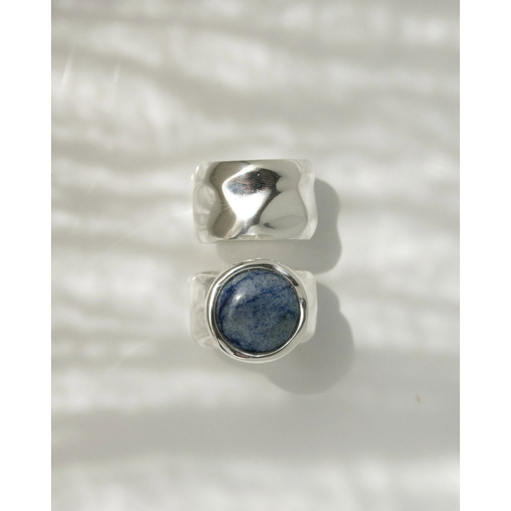 Anna Beck Large Wavy Dumortierite Signet Ring in Sterling Silver - Elegant Statement Jewelry for Women, Perfect for Weddings, Parties & Everyday Wear