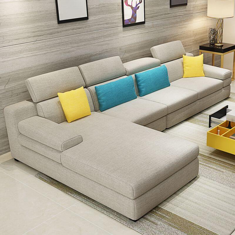 L-Shaped Sectional Sofa with Left-Facing Chaise - Standard Foam Cushions, Adjustable Headrest & Hidden Support - Perfect for Living Room, Home Theater or Family Room