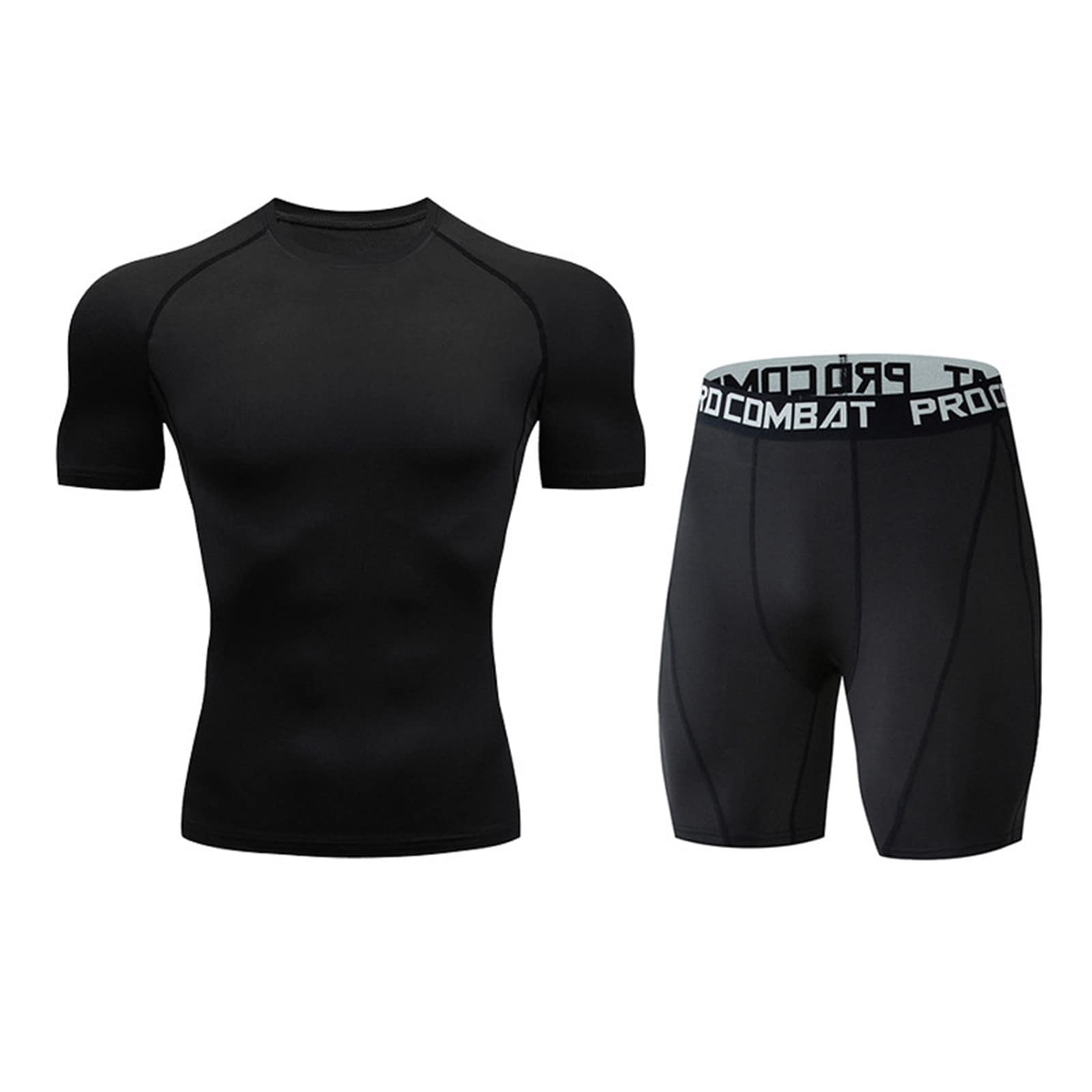 Men's Quick Dry Compression Running Set - Moisture Wicking Gym & Yoga Workout Outfit with Short Sleeve Shirt & Athletic Shorts - Perfect for Jogging, Training & Fitness Activities