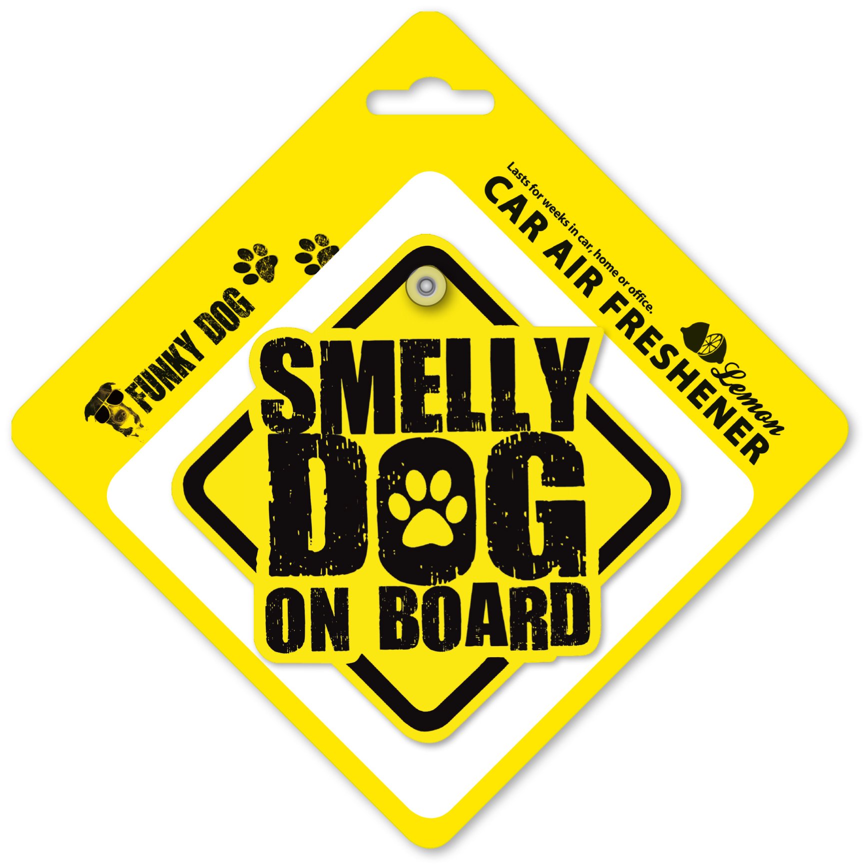 Funky Dog Car Air Freshener - Lemon Scented Hanging Freshener for Vehicles | Eliminates Odors & Freshens Air in Cars, Trucks & RVs