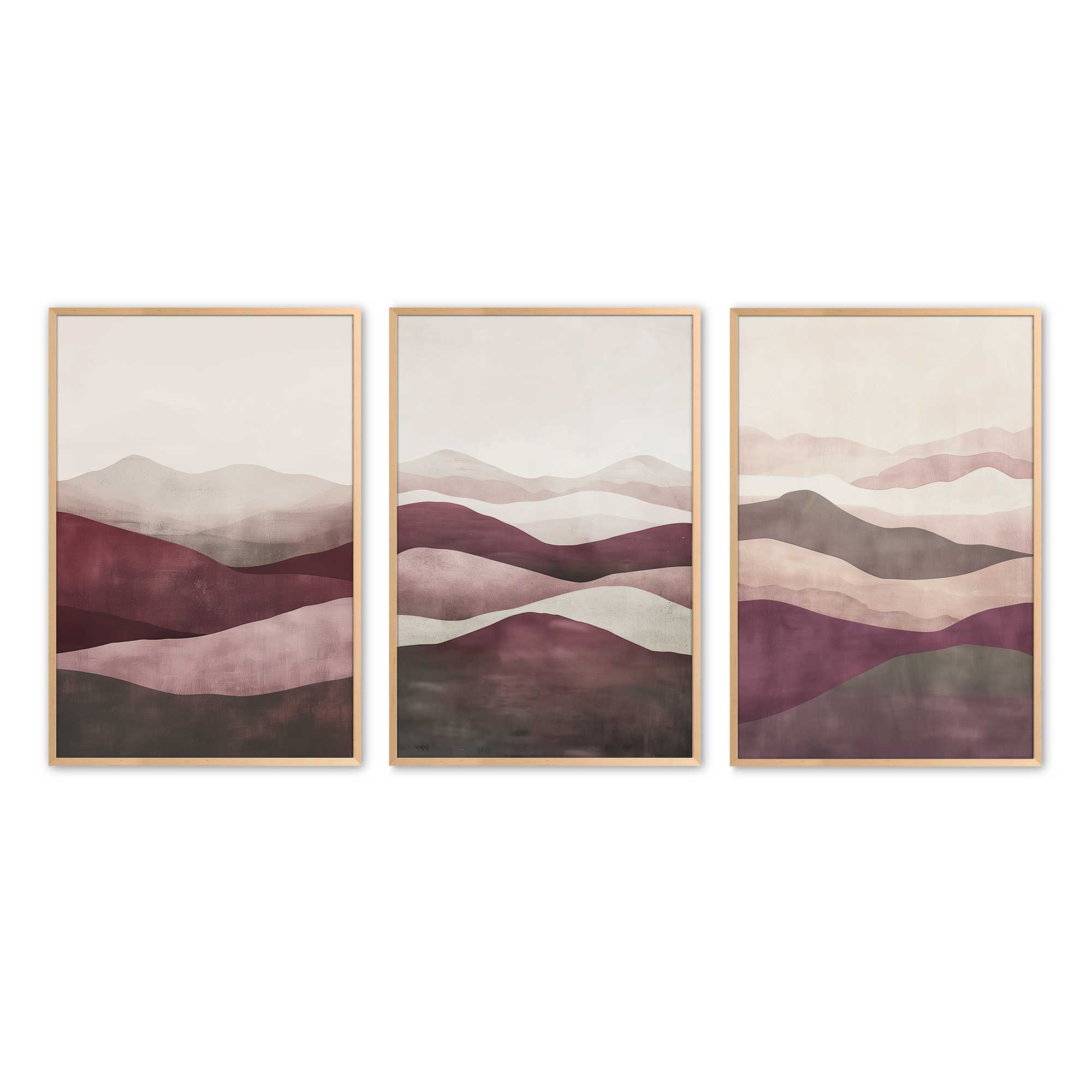 Garnet Whisper - Set of 3 Framed Wall Art Prints for Home Decor | Botanical Floral Paintings | Perfect for Living Room, Bedroom & Office Decor