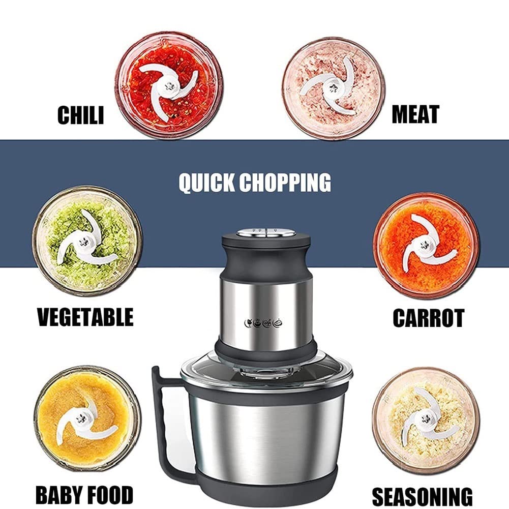 800W Electric Meat Grinder & Food Processor - 3L Stainless Steel Bowl for Fast Chopping & Mixing - Professional Kitchen Appliance for Meat, Vegetables & More - Perfect for Home Cooking, Meal Prep & Butchering