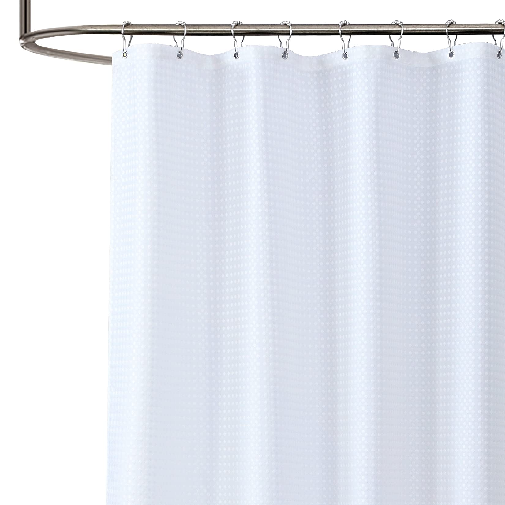 Home Queen White Water Resistant Waffle Shower Curtain with Magnetic Bottom - Heavy Duty Bathroom Liner 72x72 Inches - Perfect for Modern Bathrooms & Spa-Like Showers