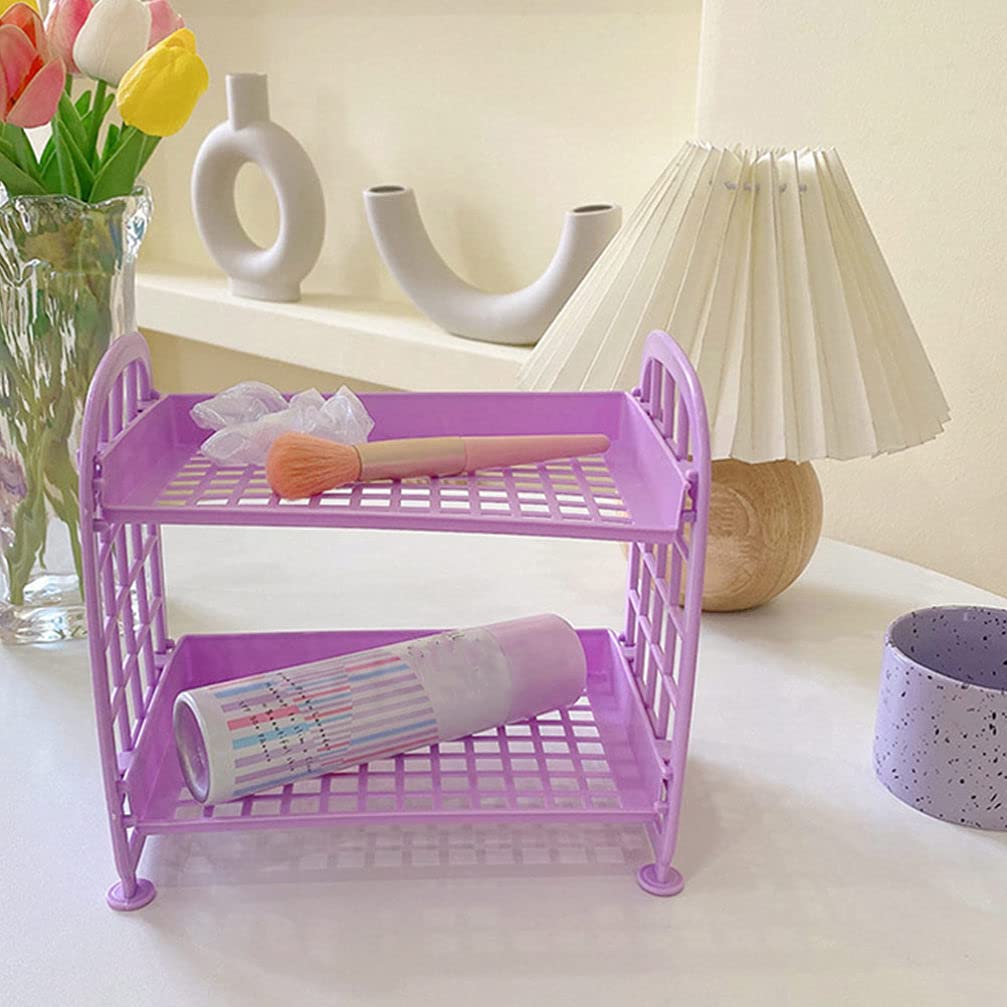 FRCOLOR 4-Piece Desktop Storage Organizer - Stackable Makeup Shelf, Hair Product Display, Bathroom Organizer with Hollow Iron Frame | Perfect for Vanity, Salon, and Small Space Organization