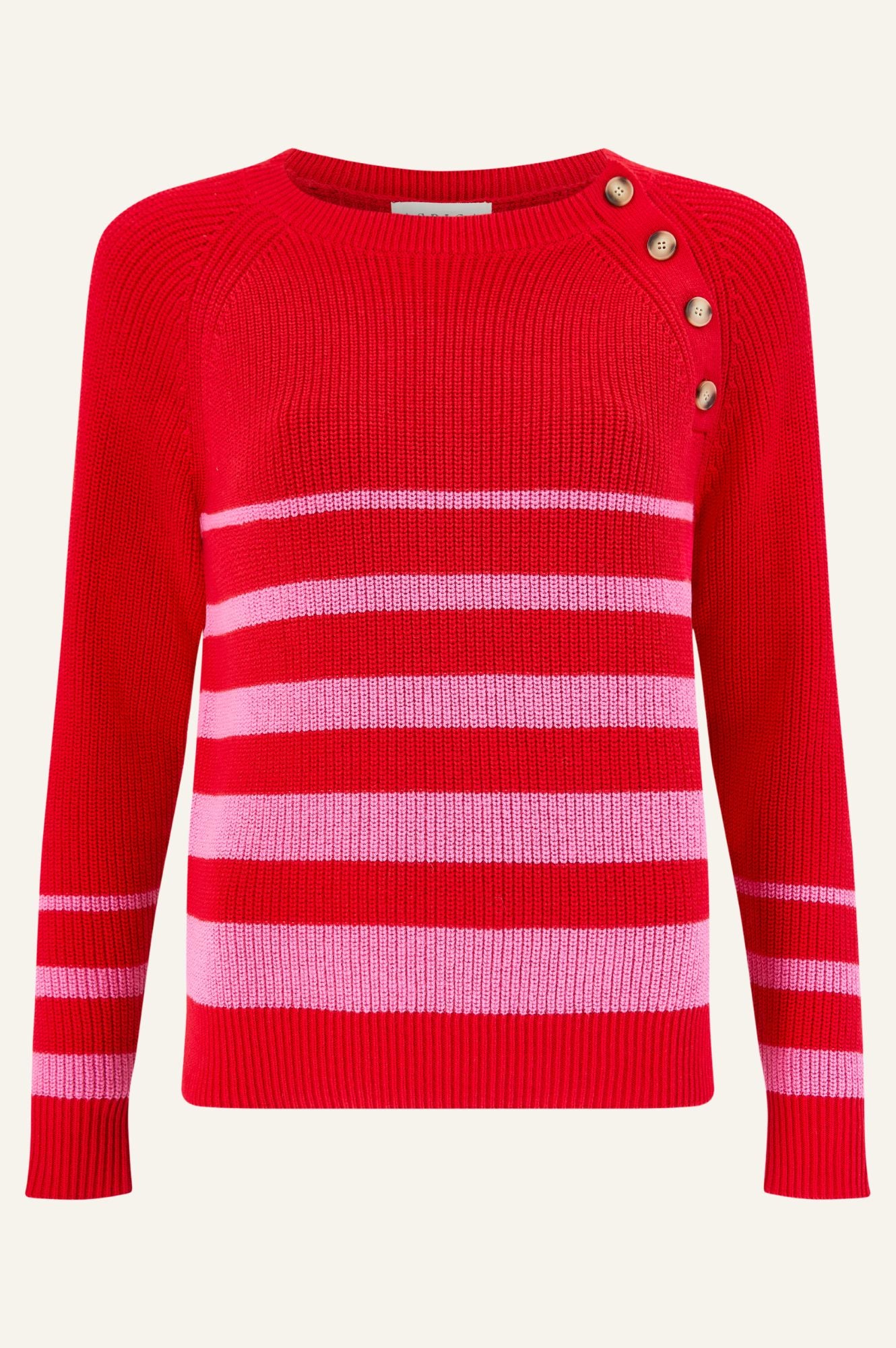 Rhia Striped Jumper Sweater - Red and Pink Knit Pullover for Women | Cozy Winter Fashion, Casual Outfits, Office Wear & Holiday Style