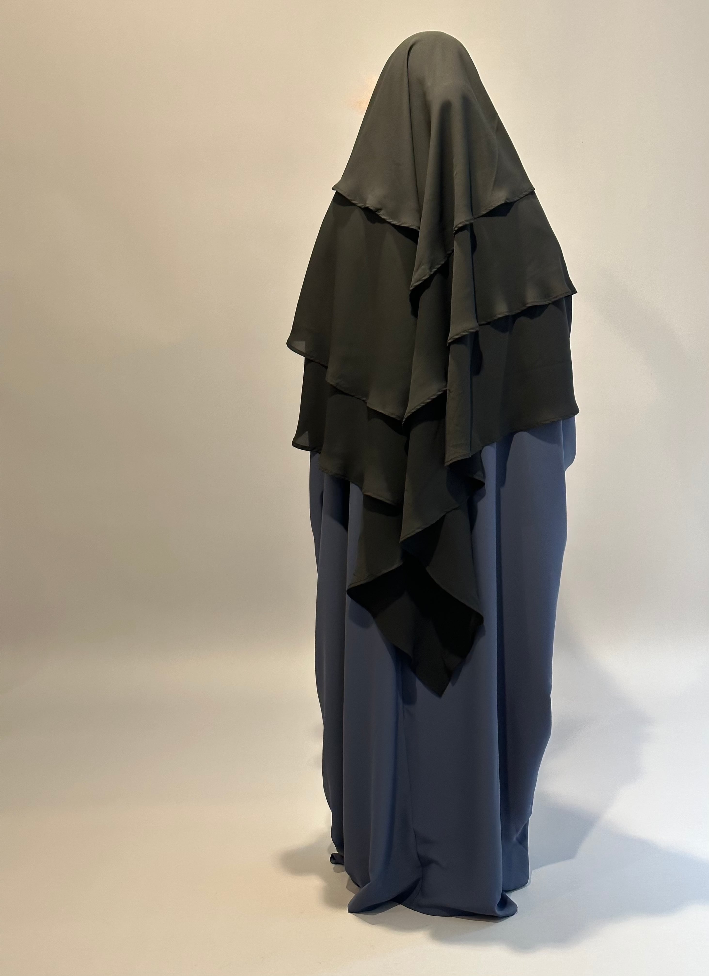 3 Layer Black Khimar - Modest Muslim Prayer Scarf for Women - Perfect for Prayer, Hijab, and Everyday Wear