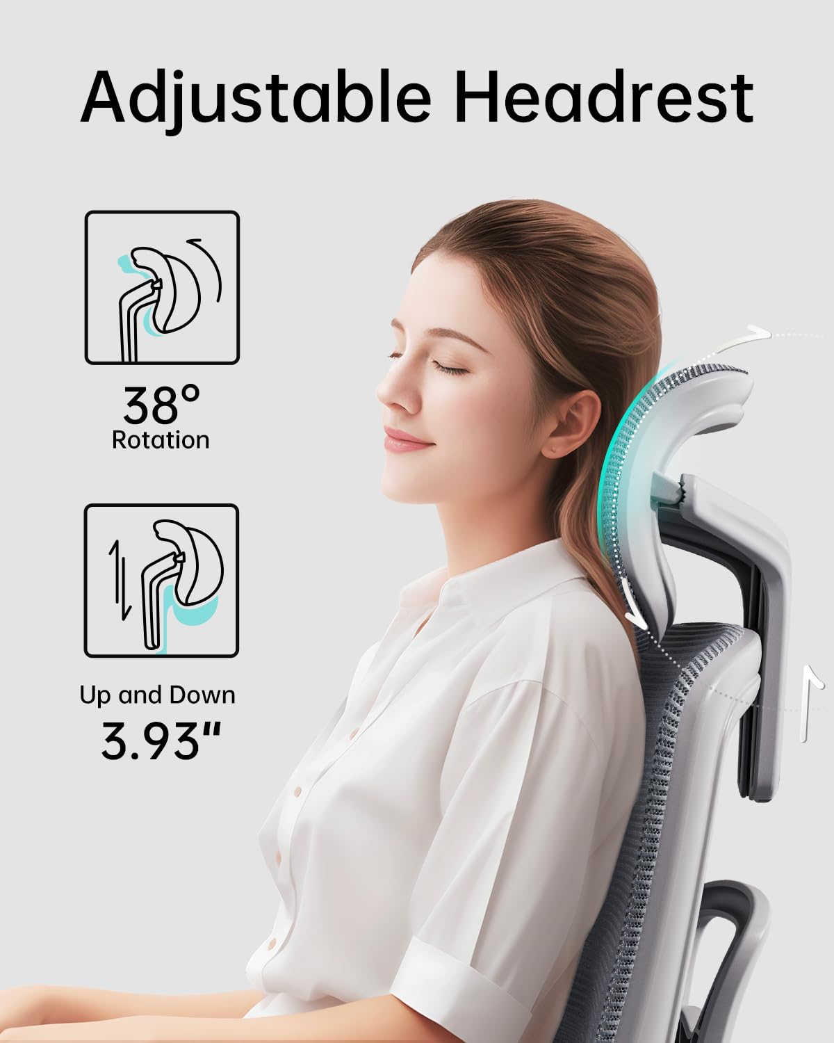 Hbada Ergonomic Office Chair - 3D Adjustable Armrests & Lumbar Support, High Back Mesh Computer Chair for Big and Tall Users, White Home Office Desk Chair - Perfect for Long Work Hours, Gaming & Remote Work Setup