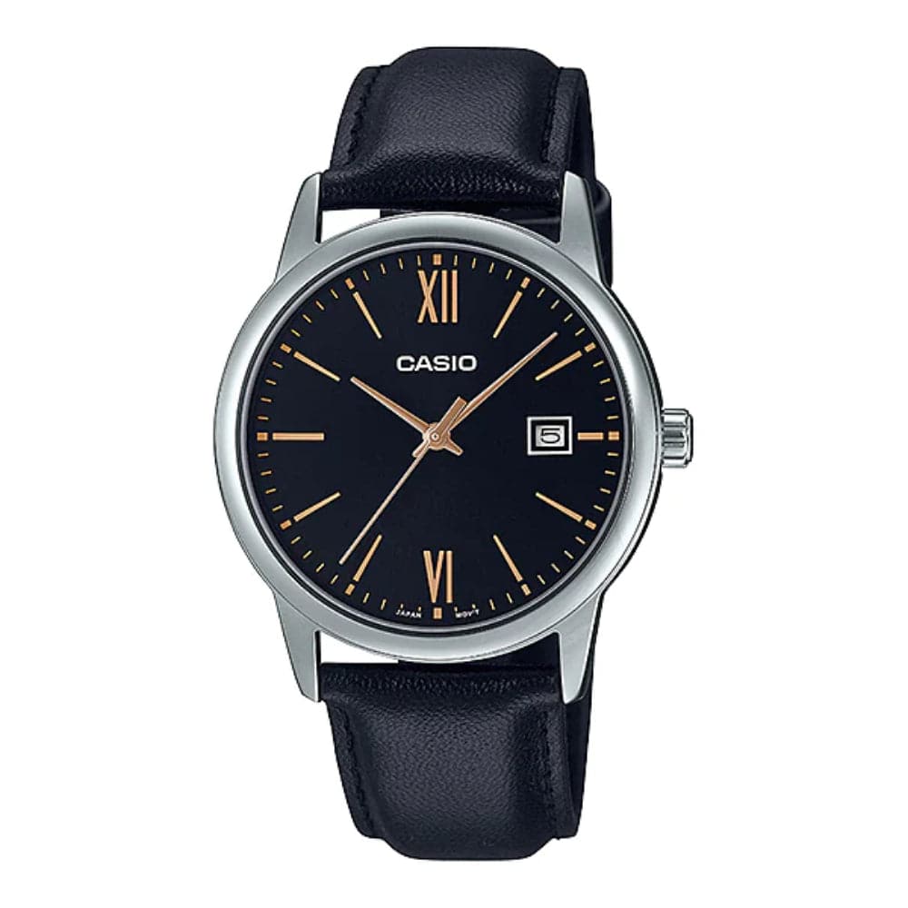 CASIO Analog MTP-V002L-1B3UDF Black Leather Strap Men's Watch - Stylish & Durable for Business, Casual & Everyday Wear