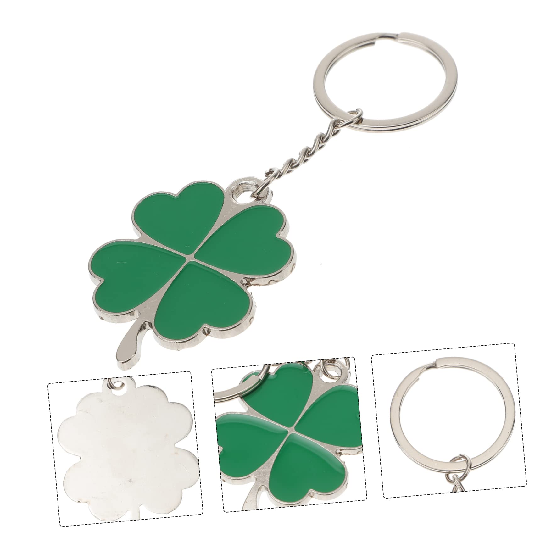 Lucky Four Leaf Clover Keychain - Metal Shamrock Keyring with Green Leaf Pendant Charm for St. Patrick's Day Gifts, Irish Decor & Good Luck Accessories | Perfect for Keychains, Backpacks, Gifts & Party Favors