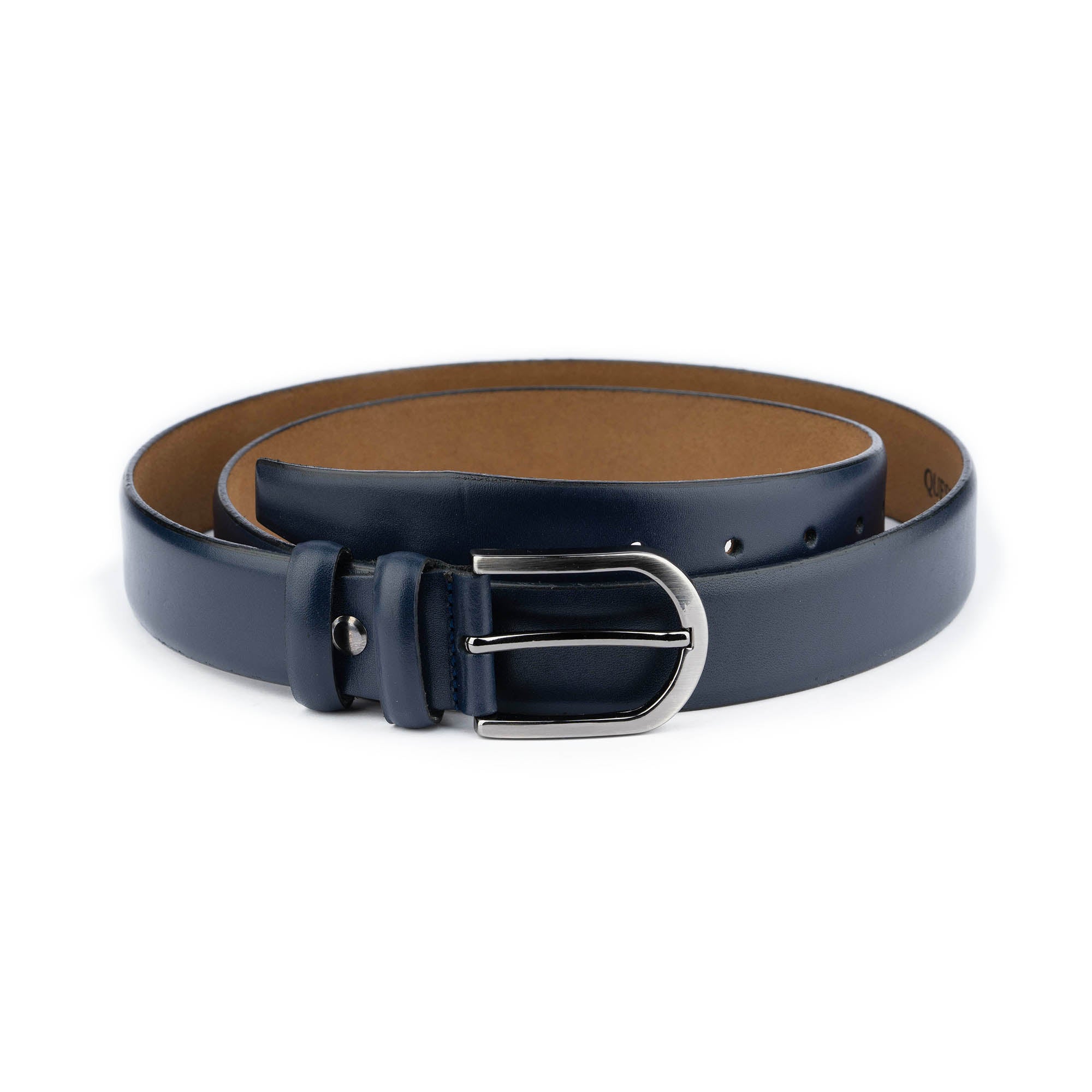 Premium Dark Blue Genuine Leather Dress Belt for Men - 3.5 cm Width - Formal & Business Attire Accessory - Perfect for Office, Weddings & Special Occasions