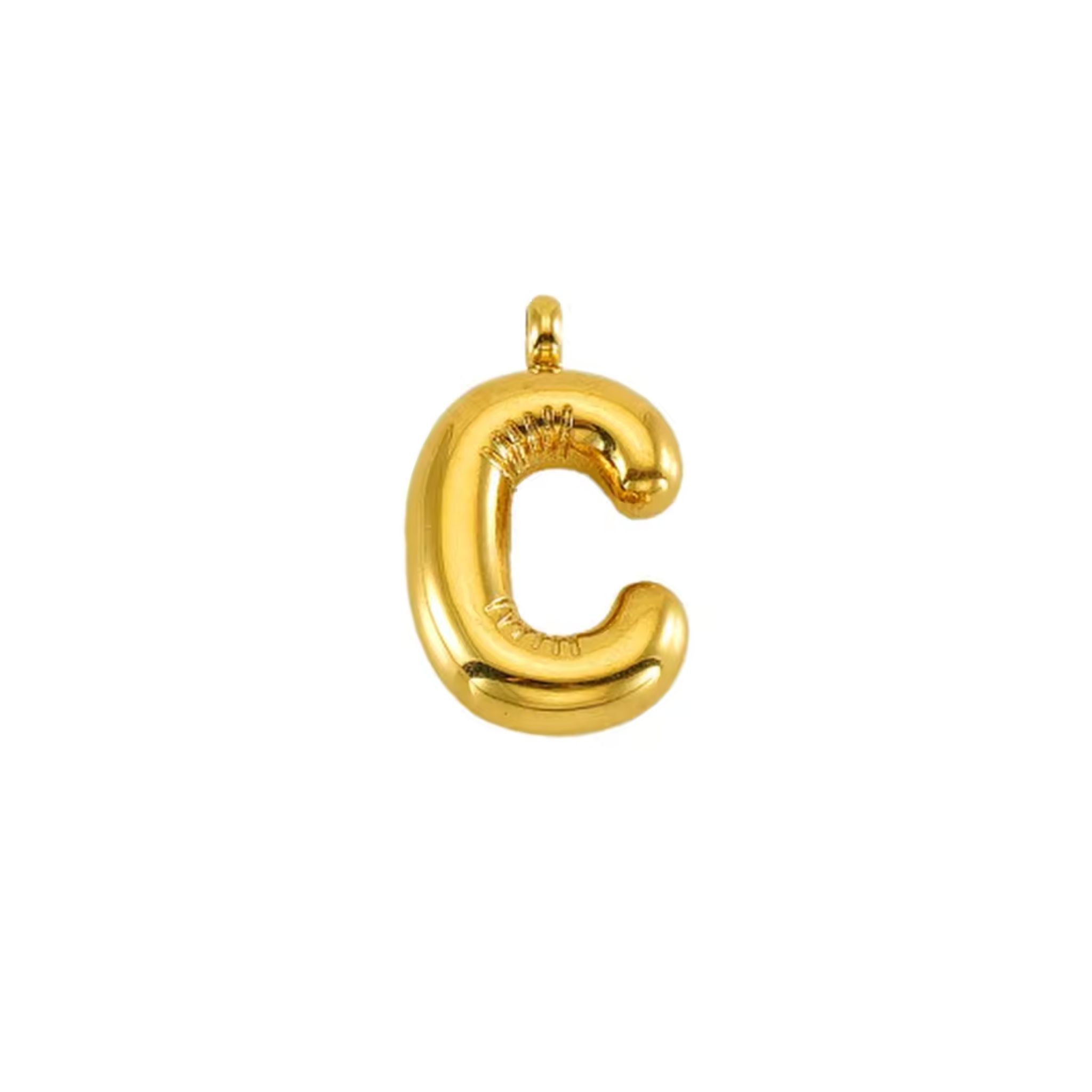 Puffy Gold Letter Pendant Necklace - 14K Gold Plated Initial Charm Jewelry for Women - Perfect for Gifts, Birthdays & Everyday Elegance