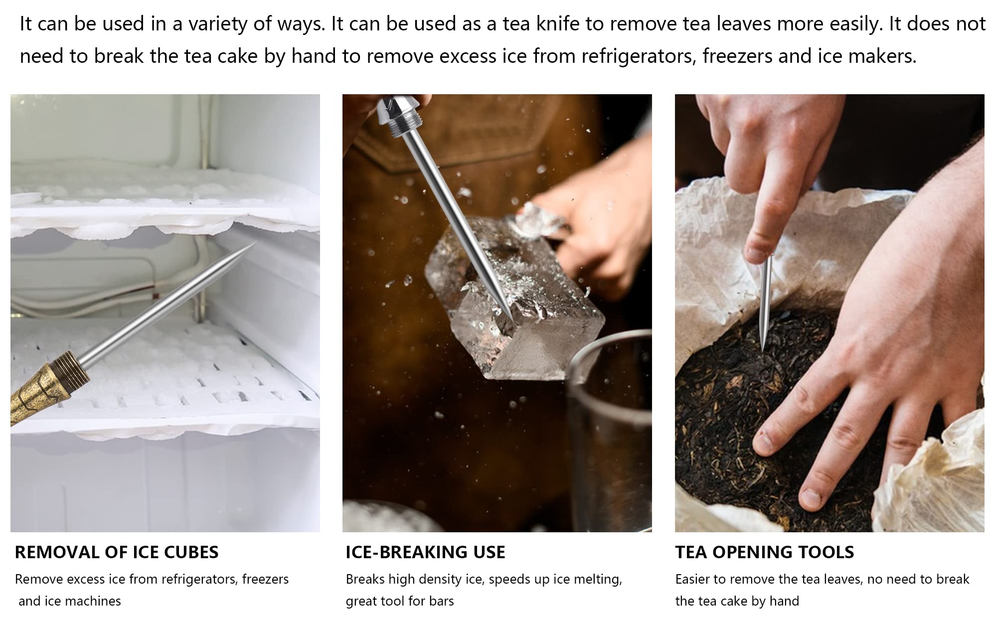 Ice Pick with Safety Cover - Non-Slip Handle for Kitchen & Camping Use