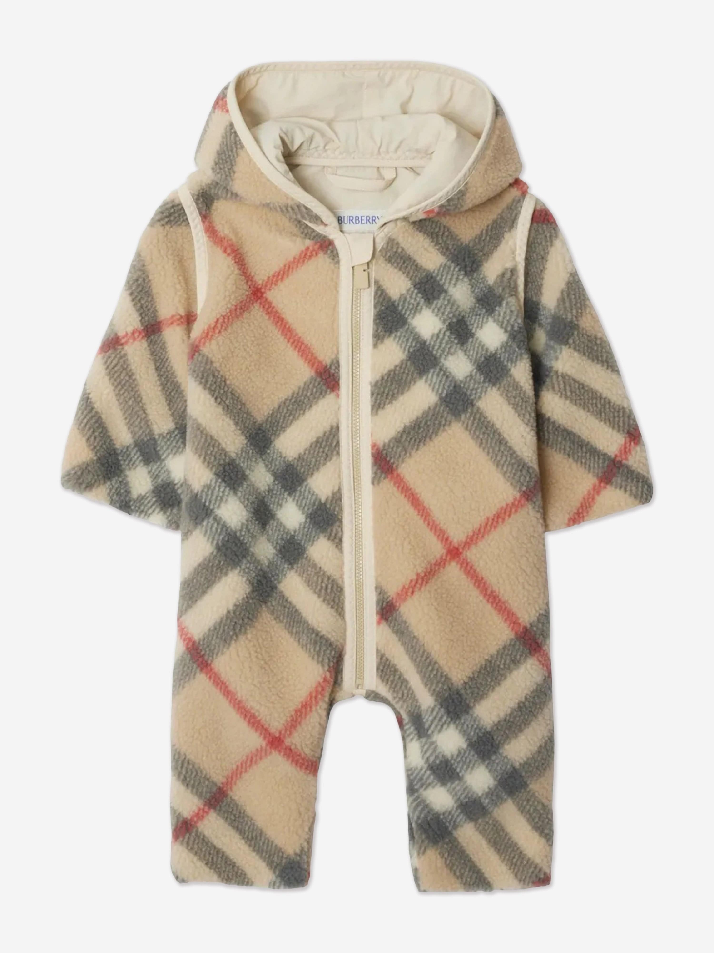 Baby Check Sandy Romper in Beige - Soft Cotton Infant Jumpsuit for Boys & Girls | Perfect for Playtime, Beach Outings & Photo Shoots