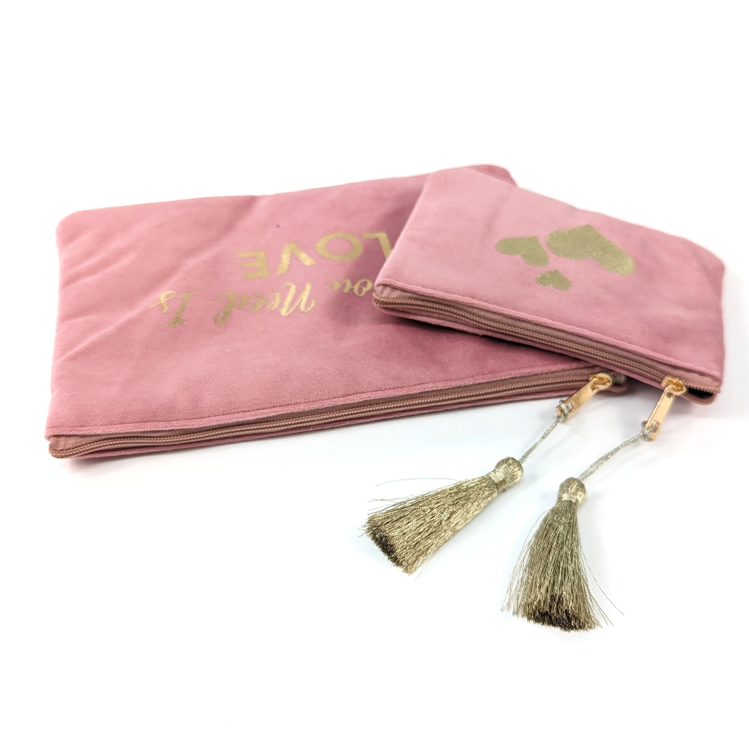 All You Need is Love' Set of 2 Velvet Bags & Purses for Women - Luxurious Soft Velvet Handbags for Parties, Weddings & Special Occasions