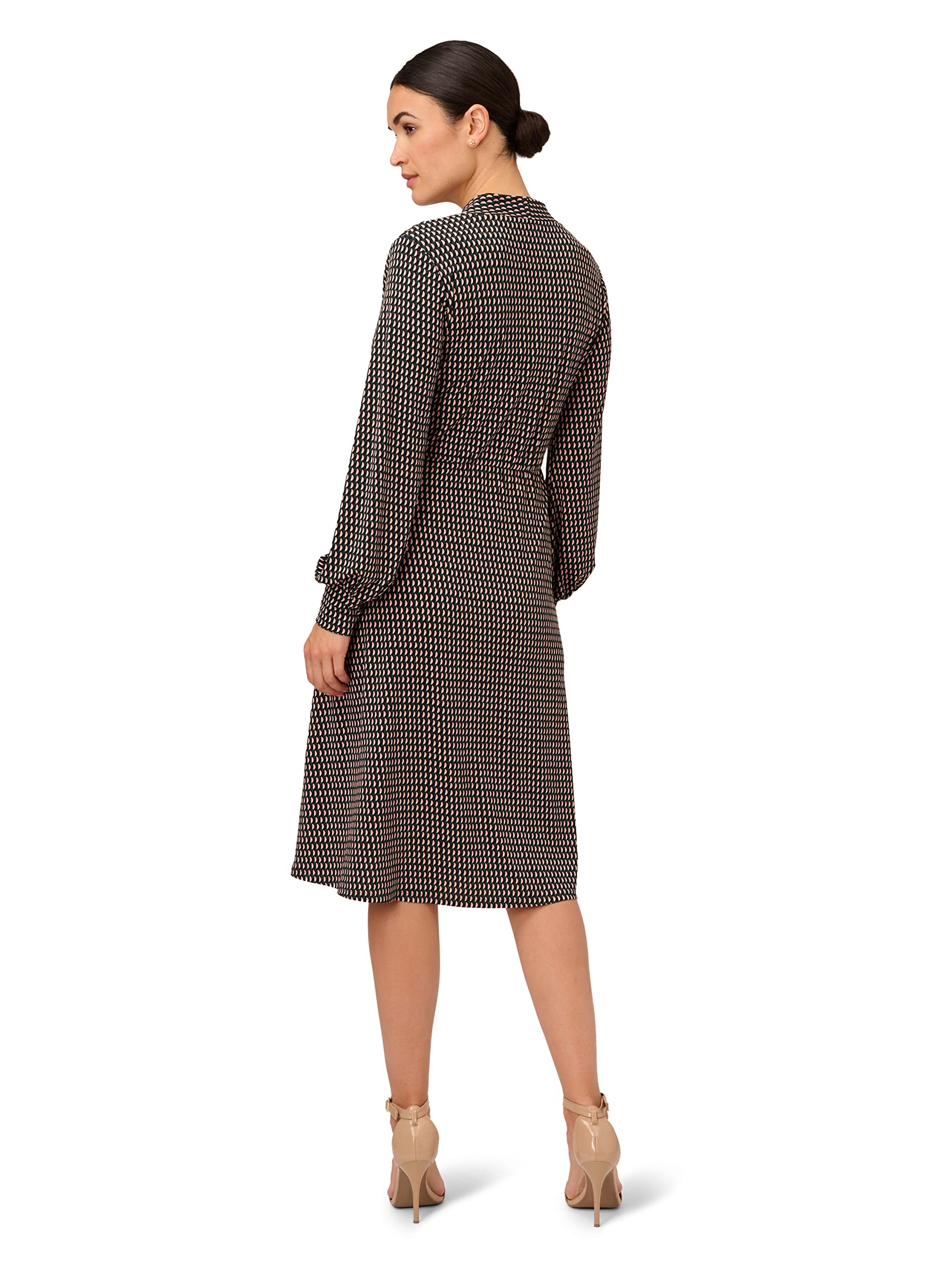 Adrianna Papell Women's Long Sleeve Wrap Midi Dress - Elegant Formal & Cocktail Party Wear for Weddings, Evening Events & Special Occasions