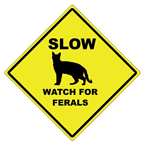 Slow Watch for Ferals Cat Caution Sign - 15
