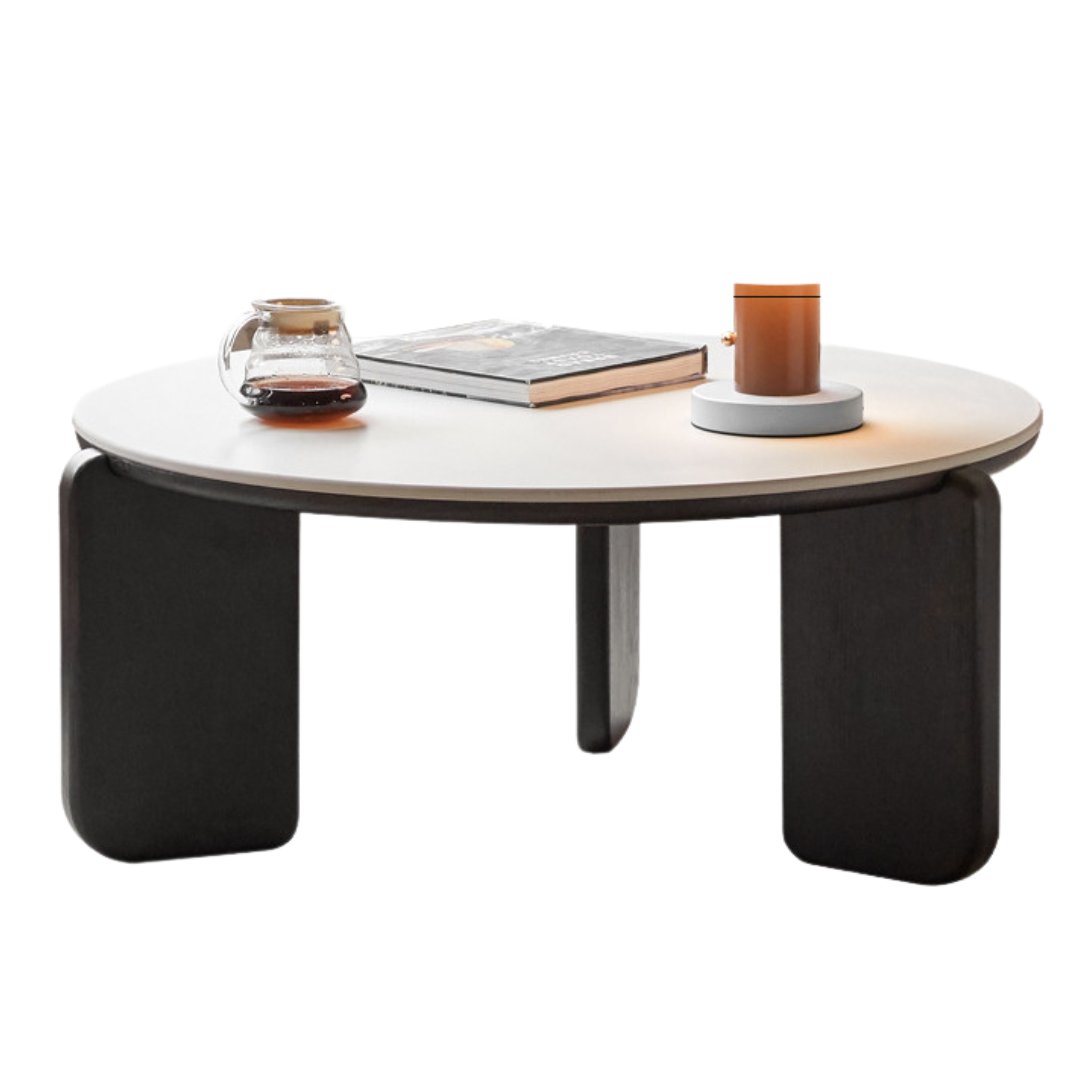 31.4x31.4x13.7 inch/ 80x80x35 cm/ Smoky color / rock slab round table (ivory white)