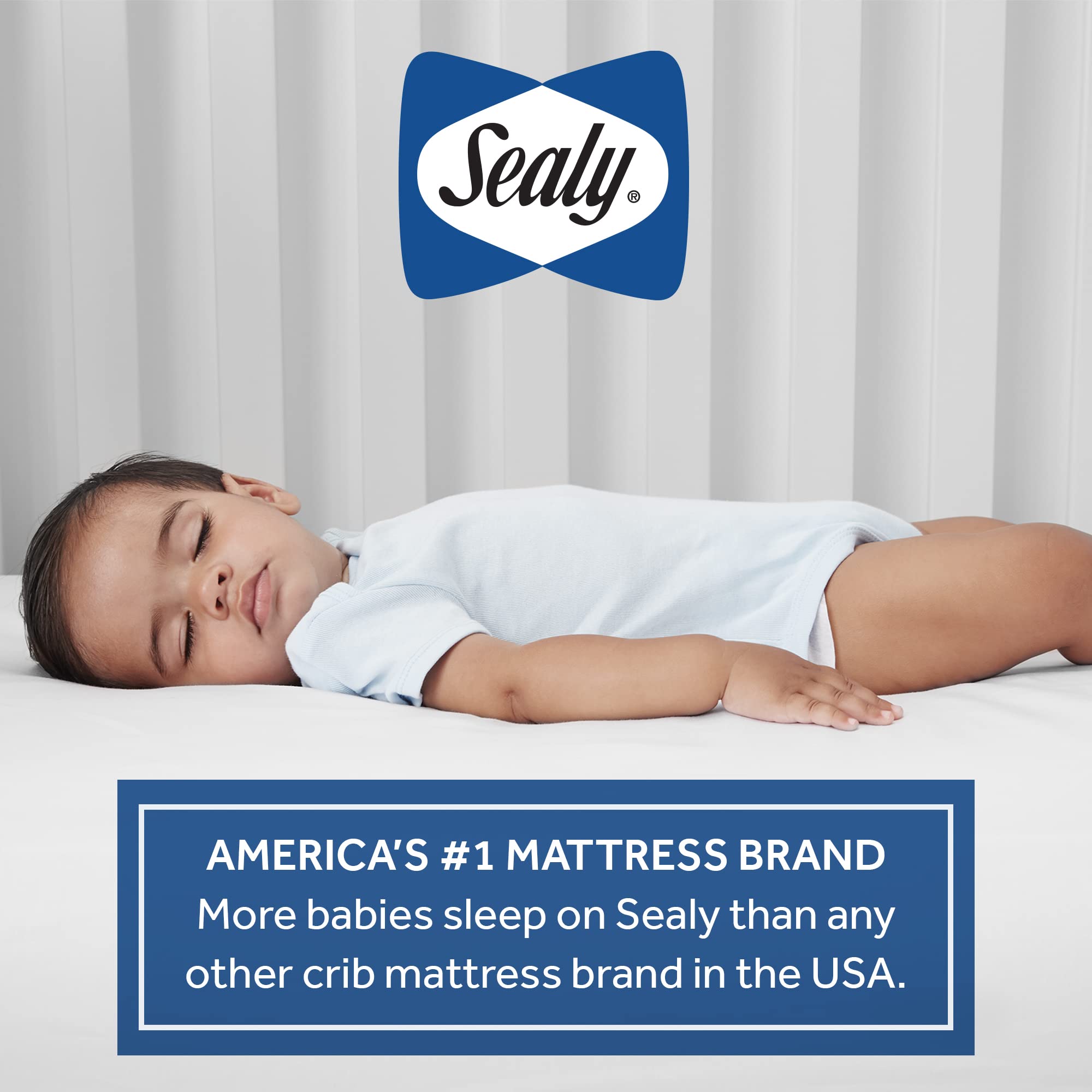 Sealy Baby Soybean Plush Breathable Crib Mattress - GREENGUARD Gold Certified, Non-Toxic & Extra Firm Foam | Fits Toddler Beds (52