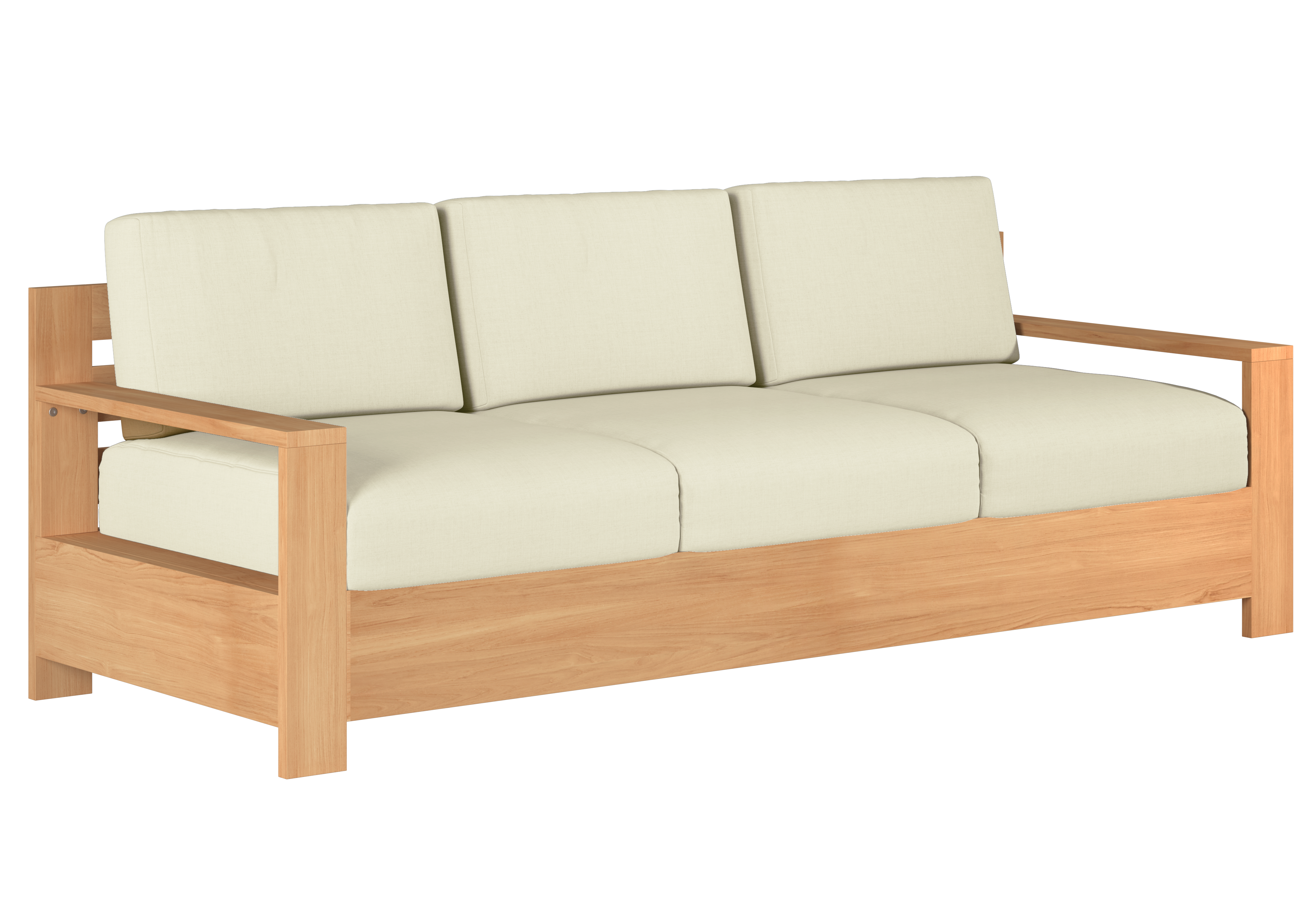 Premium 3-Person Teak Outdoor Sofa with Sunbrella Canvas Cushion - Waterproof & Durable Patio Furniture for Garden, Poolside, and Backyard Relaxation