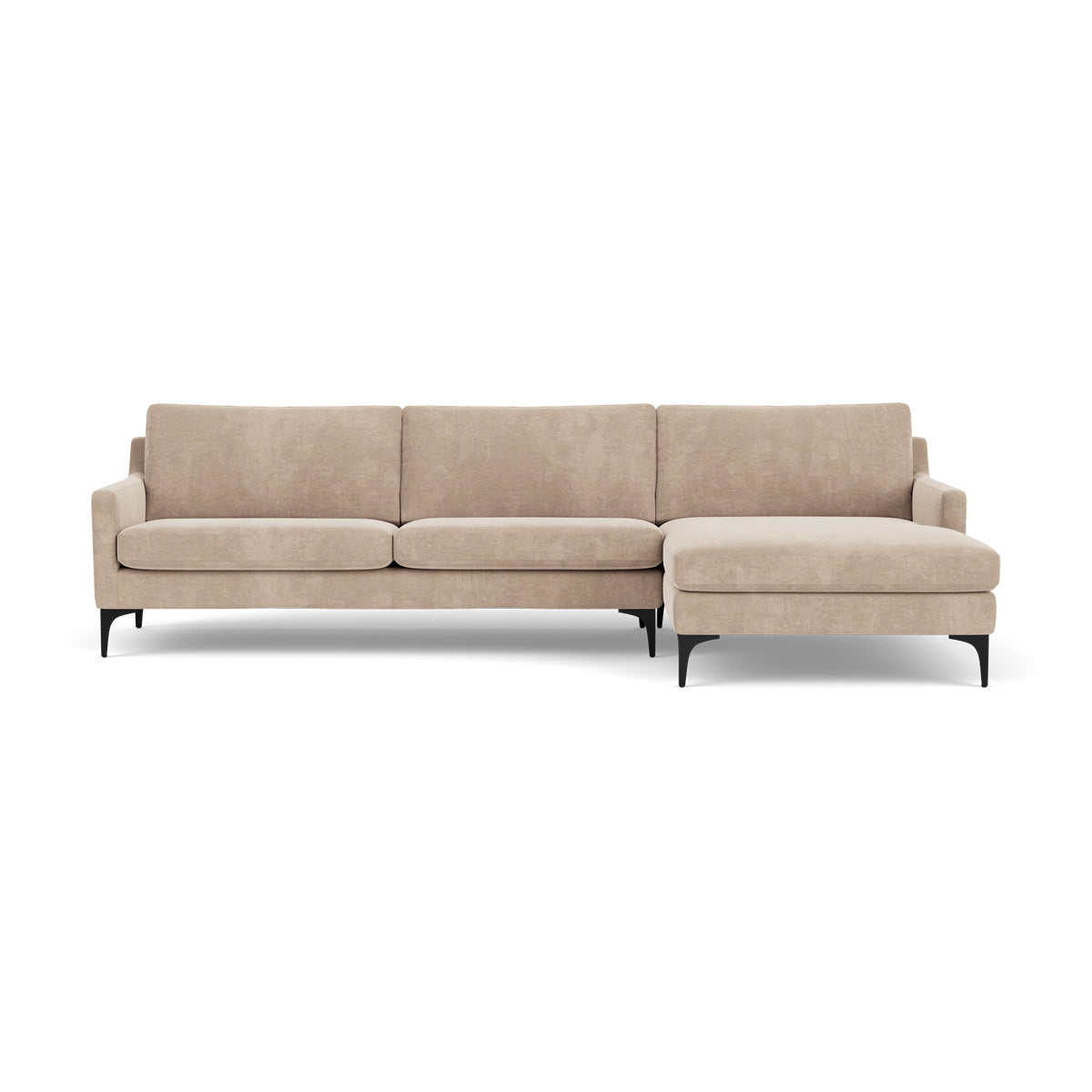 Astha Fabric Right Chaise Sofa - Modern Upholstered Sectional Couch for Living Room, Lounge & Small Spaces