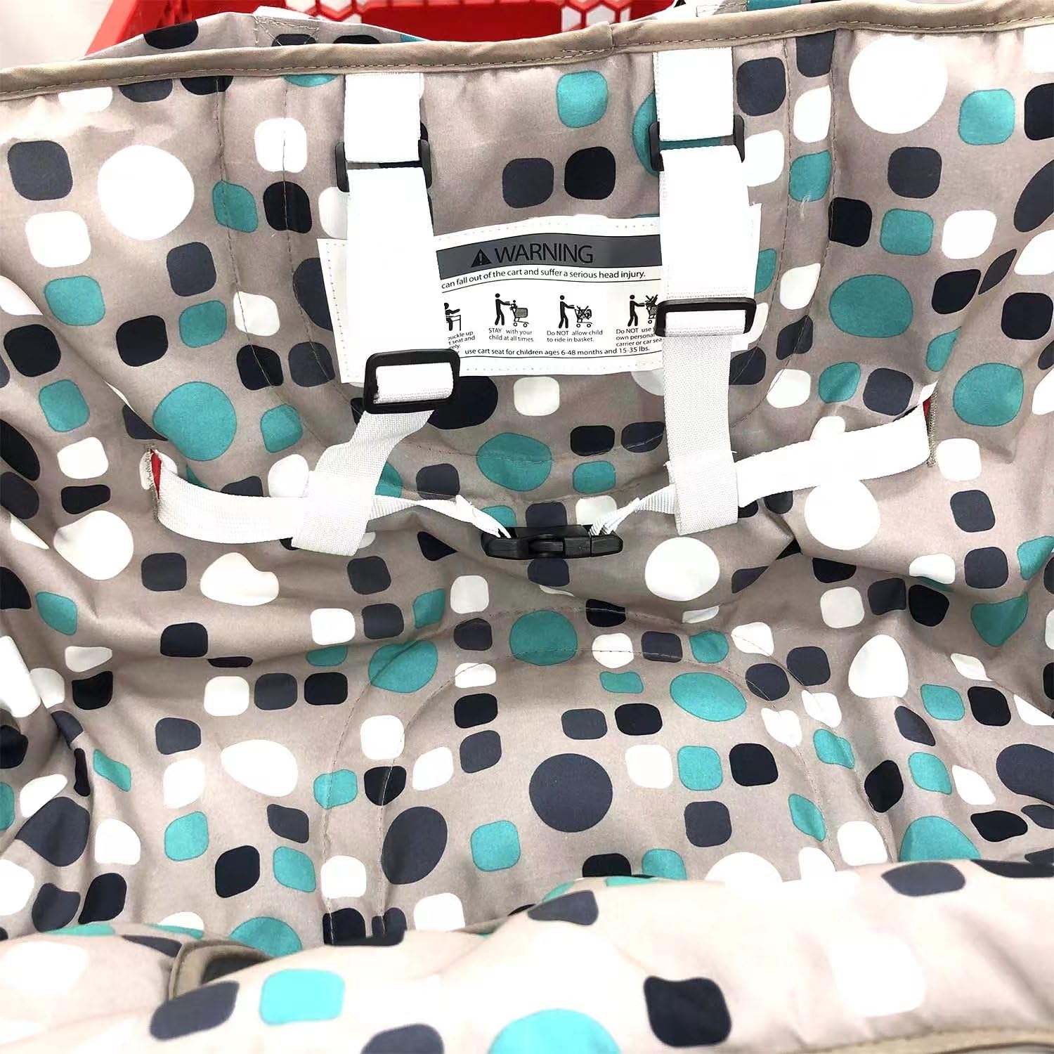 PandaEar 2-in-1 Baby Shopping Cart Cover & Highchair Cover for Infants & Toddlers - Soft Gray Polka Dot Pattern - Safe & Hygienic for Grocery Stores & Restaurants