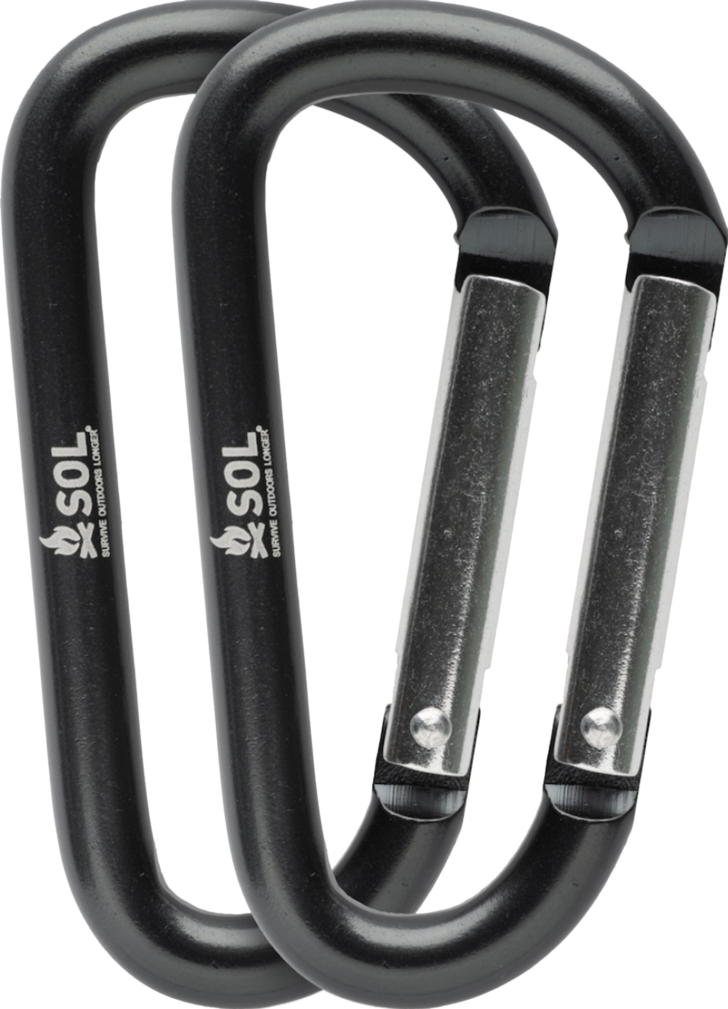 2 Pack Heavy Duty Utility Carabiners 8cm - Durable Metal Clips for Hiking, Camping & Outdoor Gear - Perfect for Backpacks, Keys & Tools