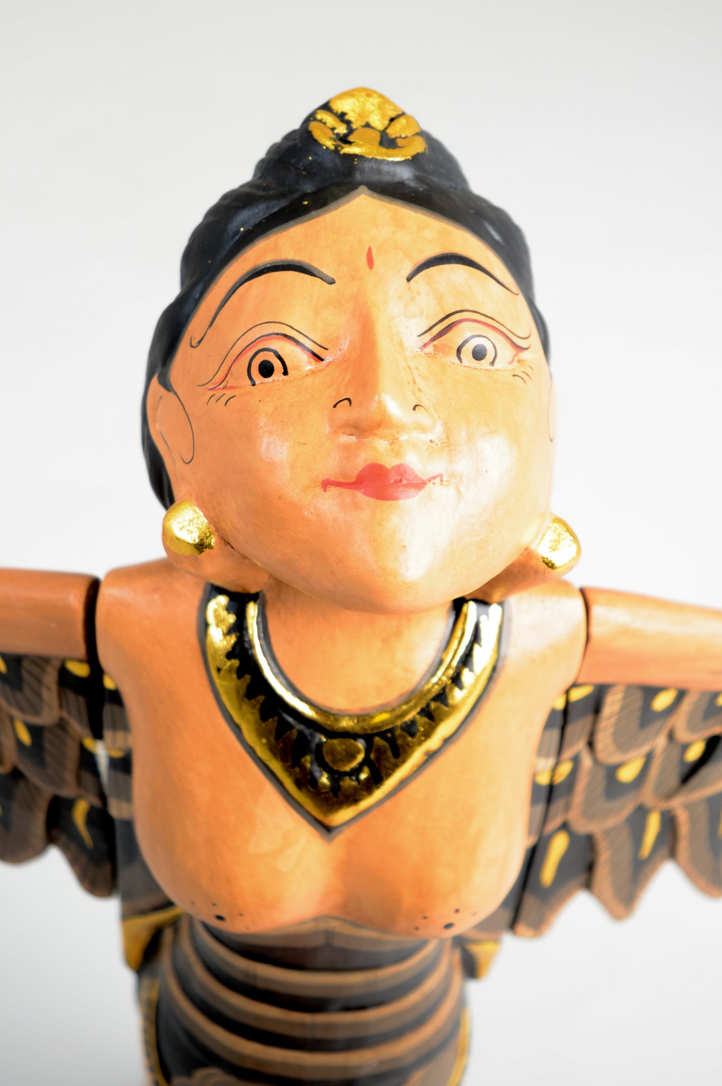Hand-Painted Dewi Sri Goddess Flying Angel Sculpture - Hindu Balinese Art Decor for Home Altar & Spiritual Gifts