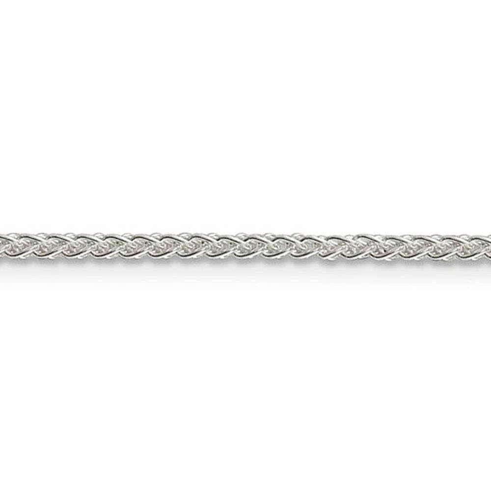 1.75mm Sterling Silver Round Solid Spiga Chain Necklace - Elegant Black Bow Pendant for Women, Gift for Her, Perfect for Parties, Weddings & Everyday Wear