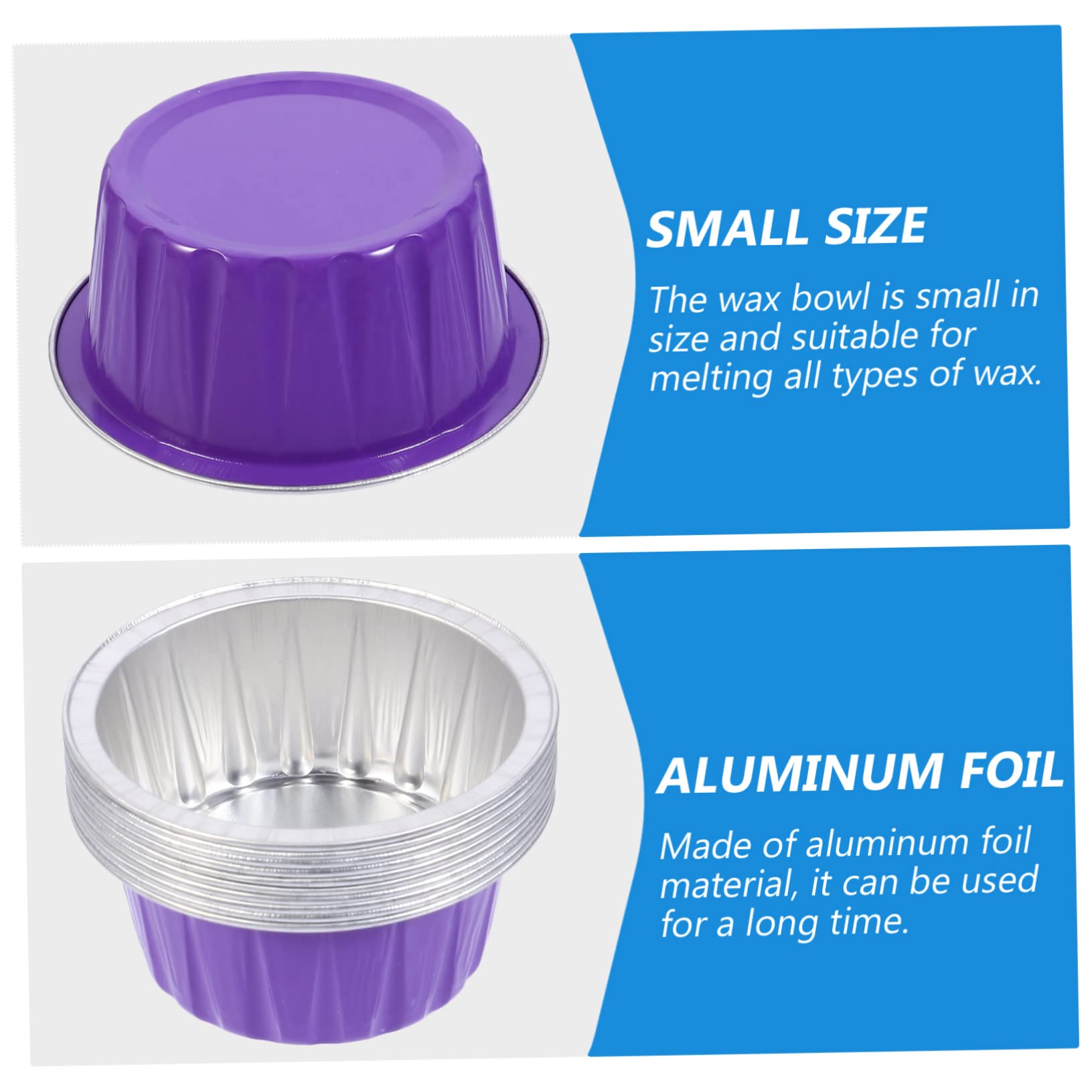10pcs Reusable Aluminum Foil Wax Melting Bowls - Purple Wax Warmer Liners for Hair Removal & Hard Wax Beads | Perfect for DIY Waxing, Salon Use & Home Spa Treatments