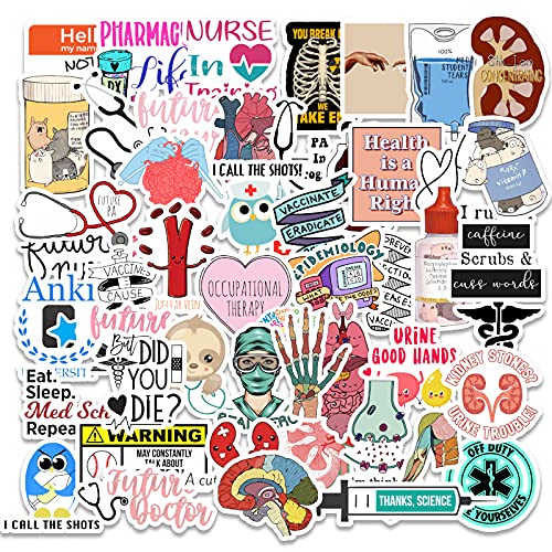 50-Piece Nurse Sticker Pack - White Angel Decals for Laptops, Hydro Flasks, Water Bottles, Luggage & Helmets | Perfect for Nurses, Medical Students & Healthcare Professionals (Great for Gifts, Scrapbooking & Personalizing Work Gear)