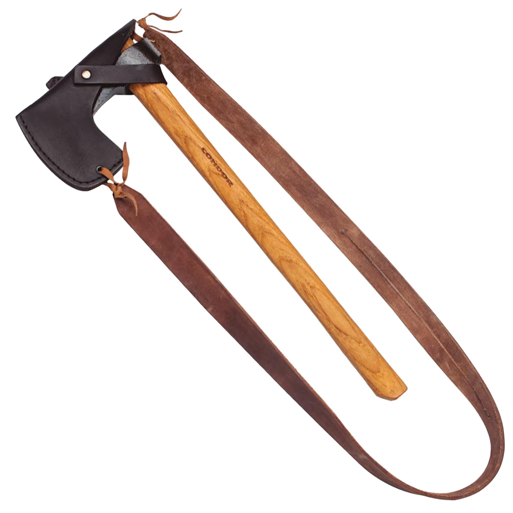 Condor Tool & Knife Bushcraft Tomahawk - Premium 1060 High Carbon Steel Throwing Hatchet Axe with Handcrafted Leather Sheath | 6.2 Inch Blade & American Hickory Handle (31.1oz) | Ideal for Camping, Survival, Bushcraft & Outdoor Adventures