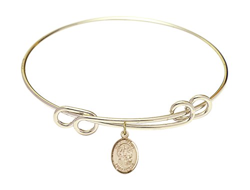 F A Dumont 8.5 Inch Round Double Loop Bangle Bracelet with Holy Family Charm - Elegant Religious Jewelry for Women, Perfect for Church, Weddings & Special Occasions